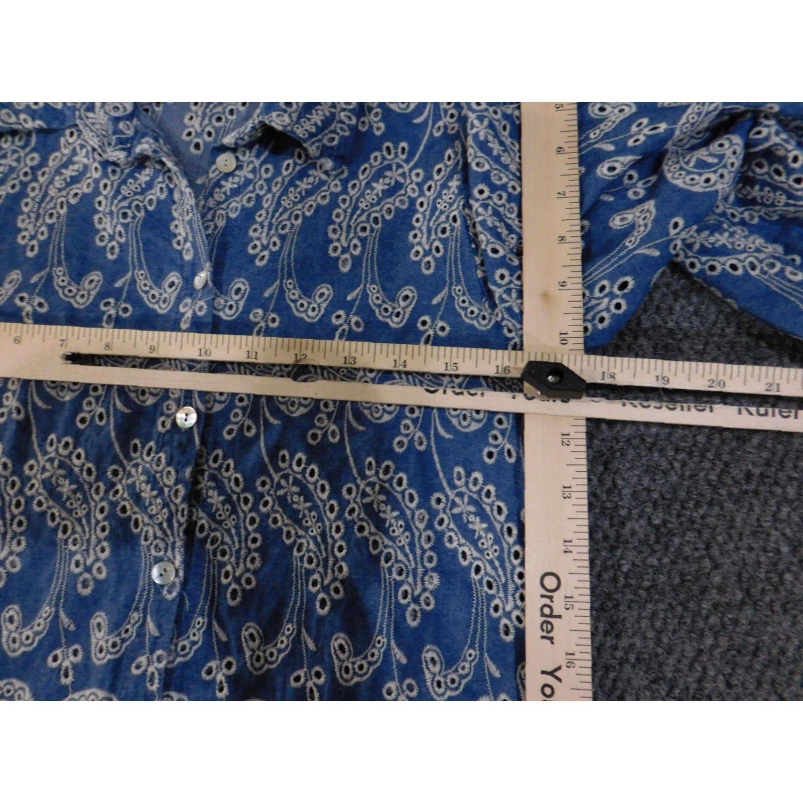 Zara Zara Shirt Womens Medium Blue Paisley Embroidered Button-Up Long Sleeve Top Blouse Size M / US 6-8 / IT 42-44 - 7 Thumbnail