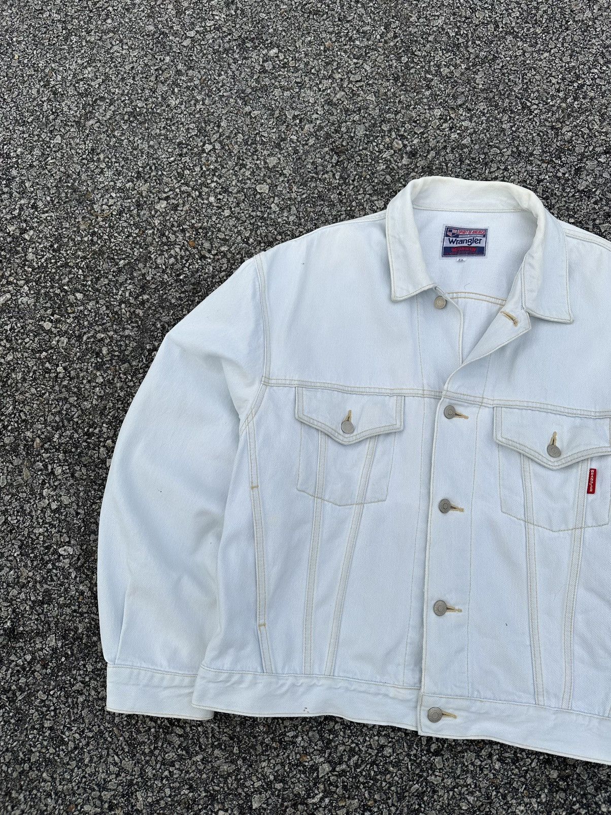 Wrangler 👹Vintage Wrangler White Trucker Jacket Size US L / EU 52-54 / 3 - 4 Thumbnail
