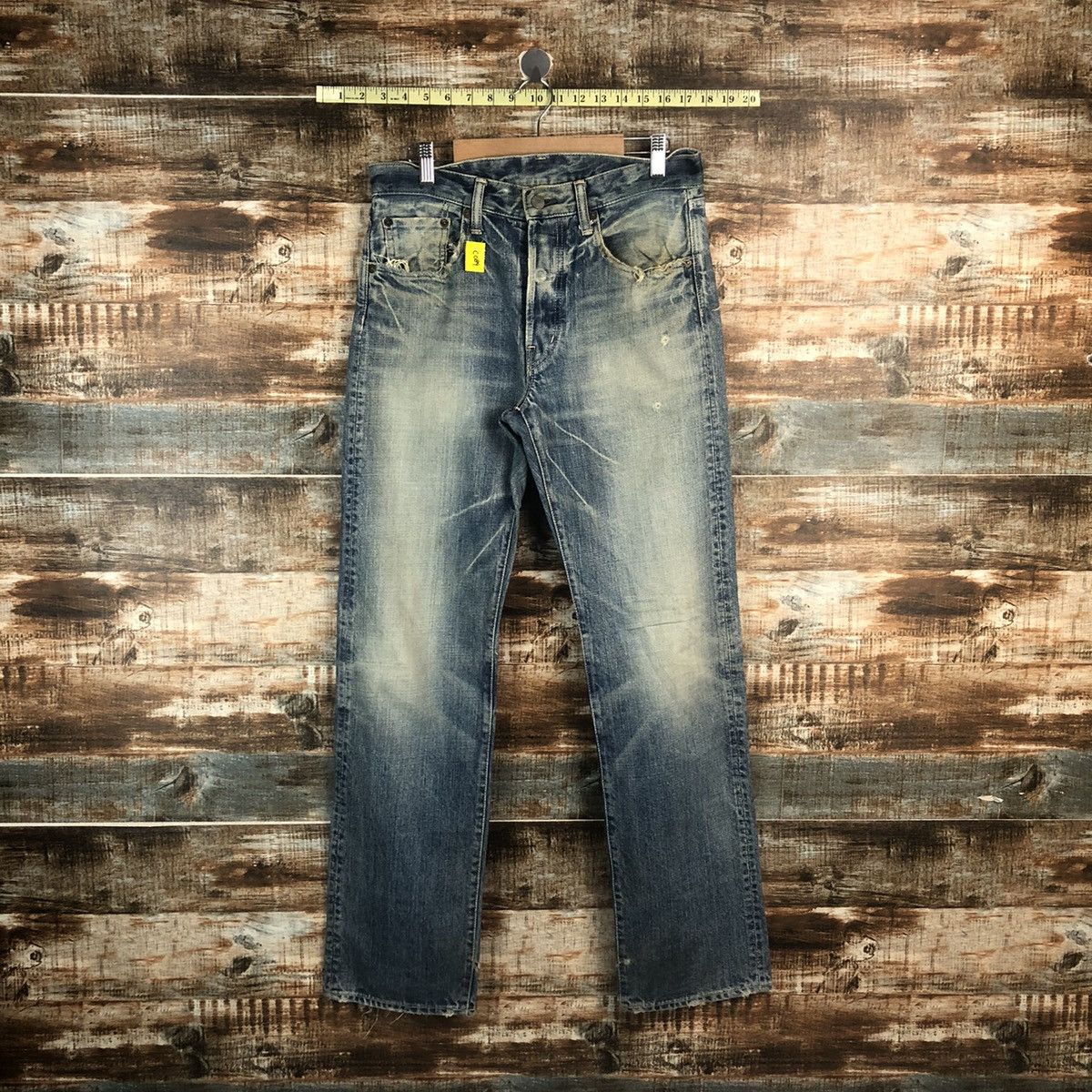 Japanese Brand DL Japanese Brand Blue Distressed Denim Pants #C089 Size US 31 - 1 Thumbnail