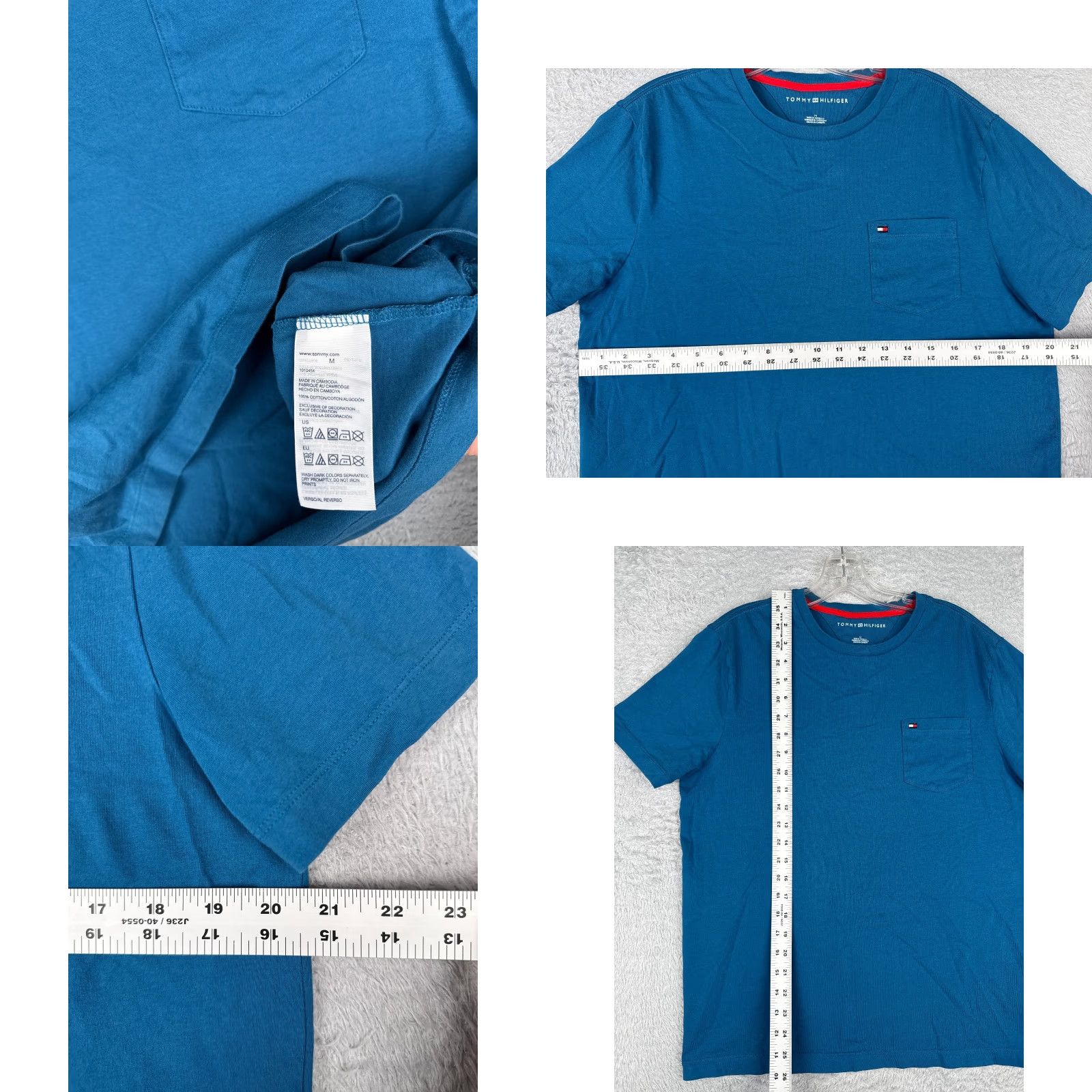 Tommy Hilfiger Tommy Hilfiger Shirt Adult Medium Blue Short Sleeve Crew Neck Pocket Cotton Embroidered Logo Men Size US M / EU 48-50 / 2 - 8 Thumbnail