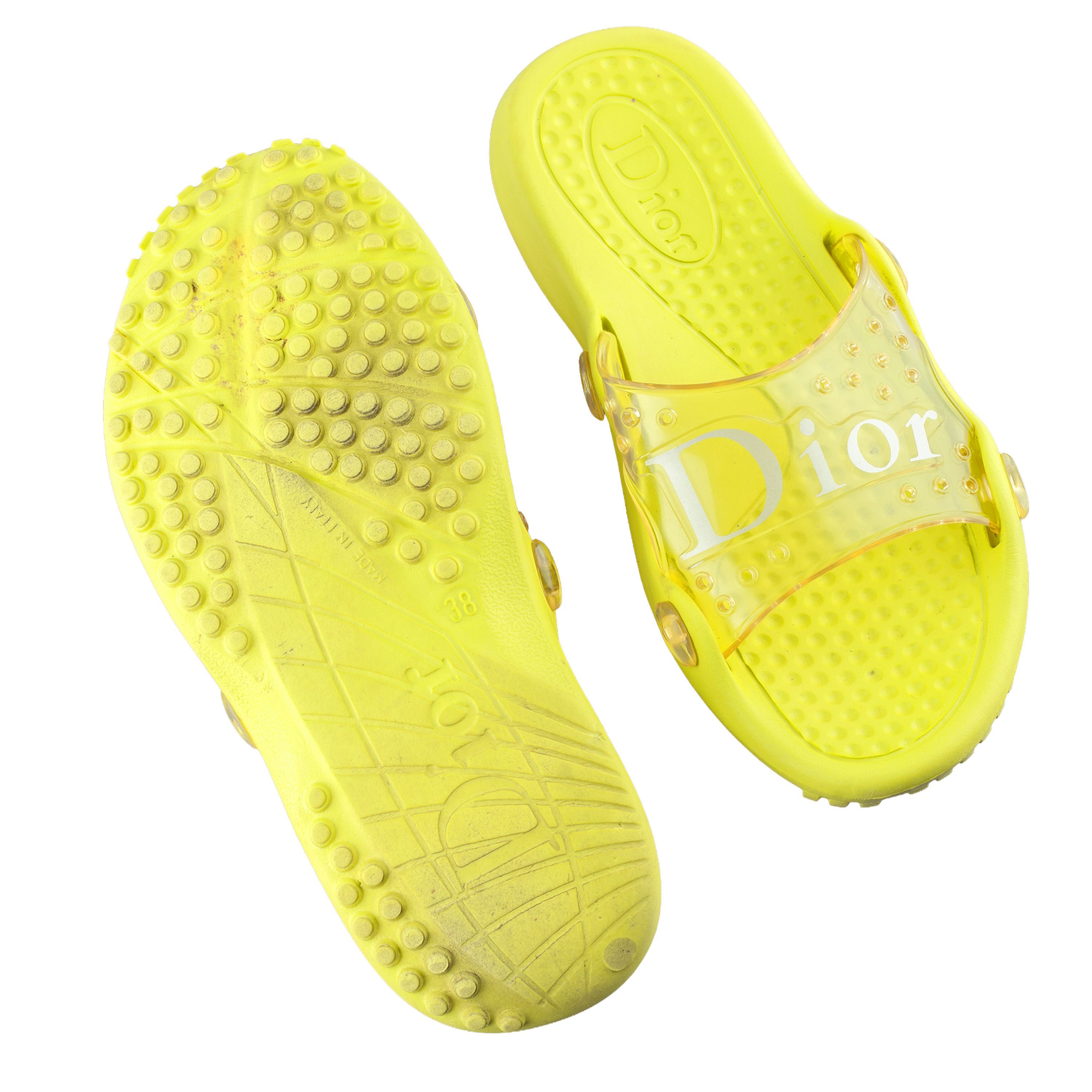 Dior Dior Yellow Rubber Vintage Jelly Sandals Size US 7 / IT 37 - 3 Thumbnail