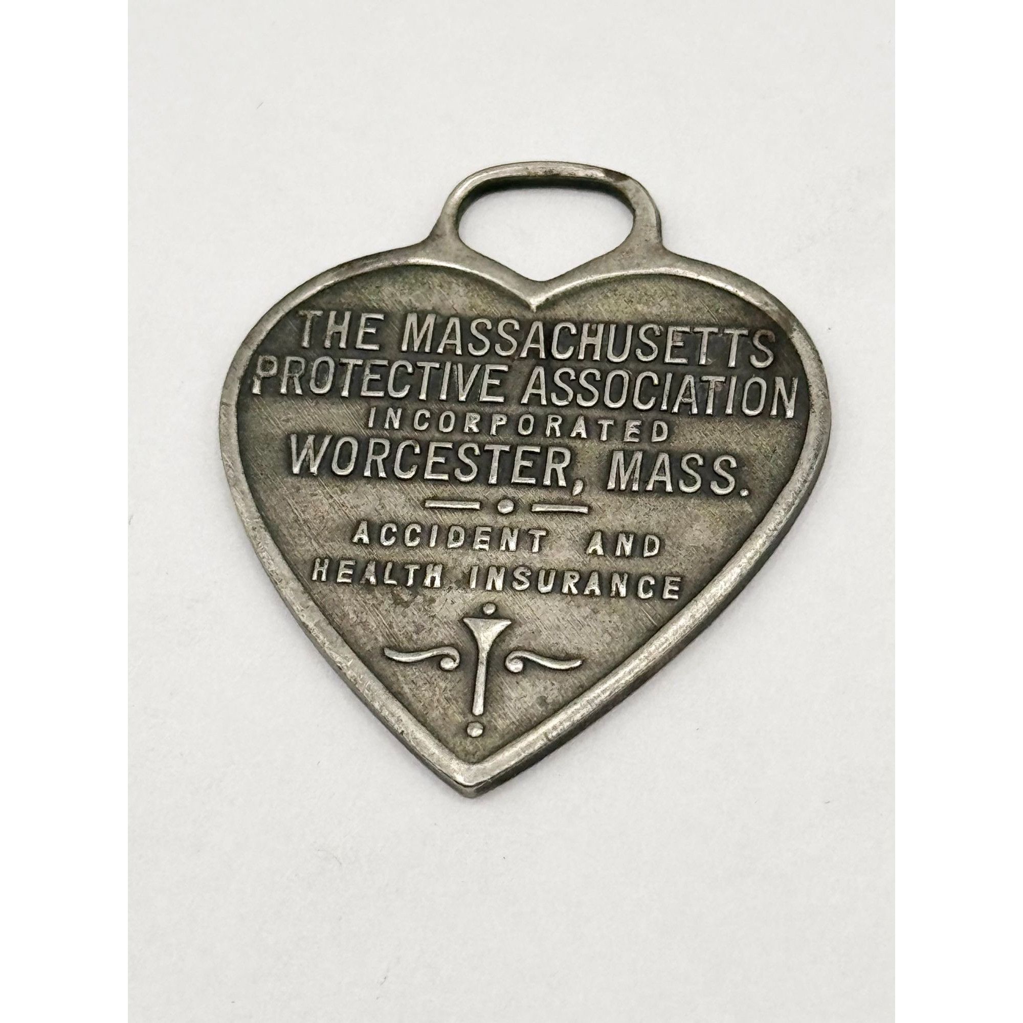 Vintage Antique Massachusetts Protective Insurance ID Key Tag Heart Size ONE SIZE - 6 Thumbnail