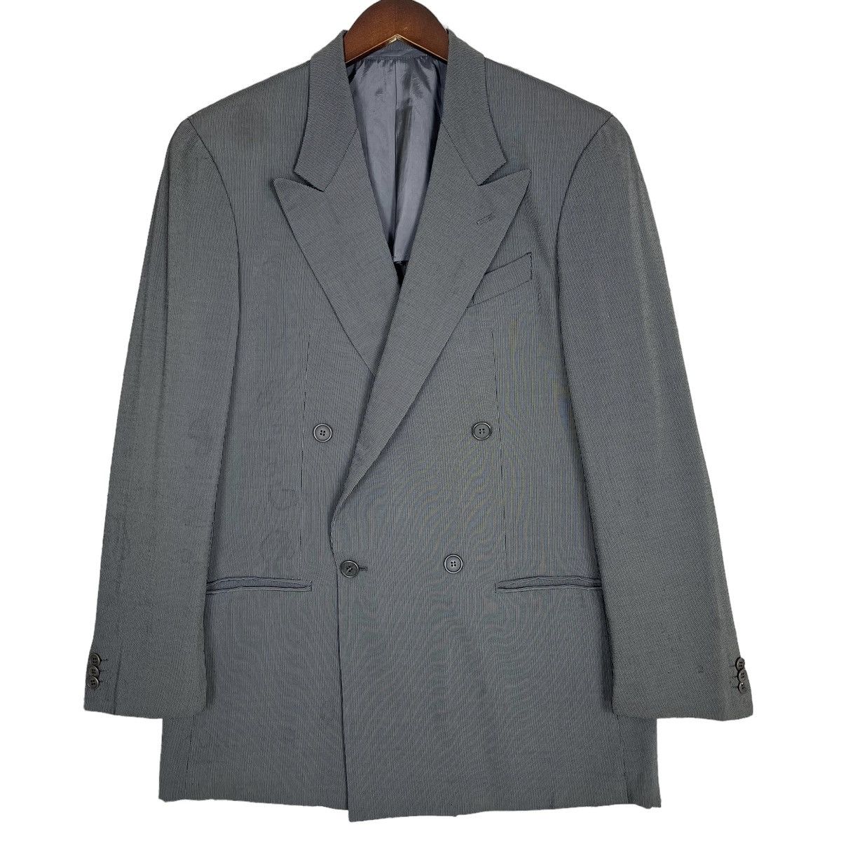 image of Vintage Giorgio Armani Le Collezioni Micro Stripe Men Blazer in Grey (Size Medium)