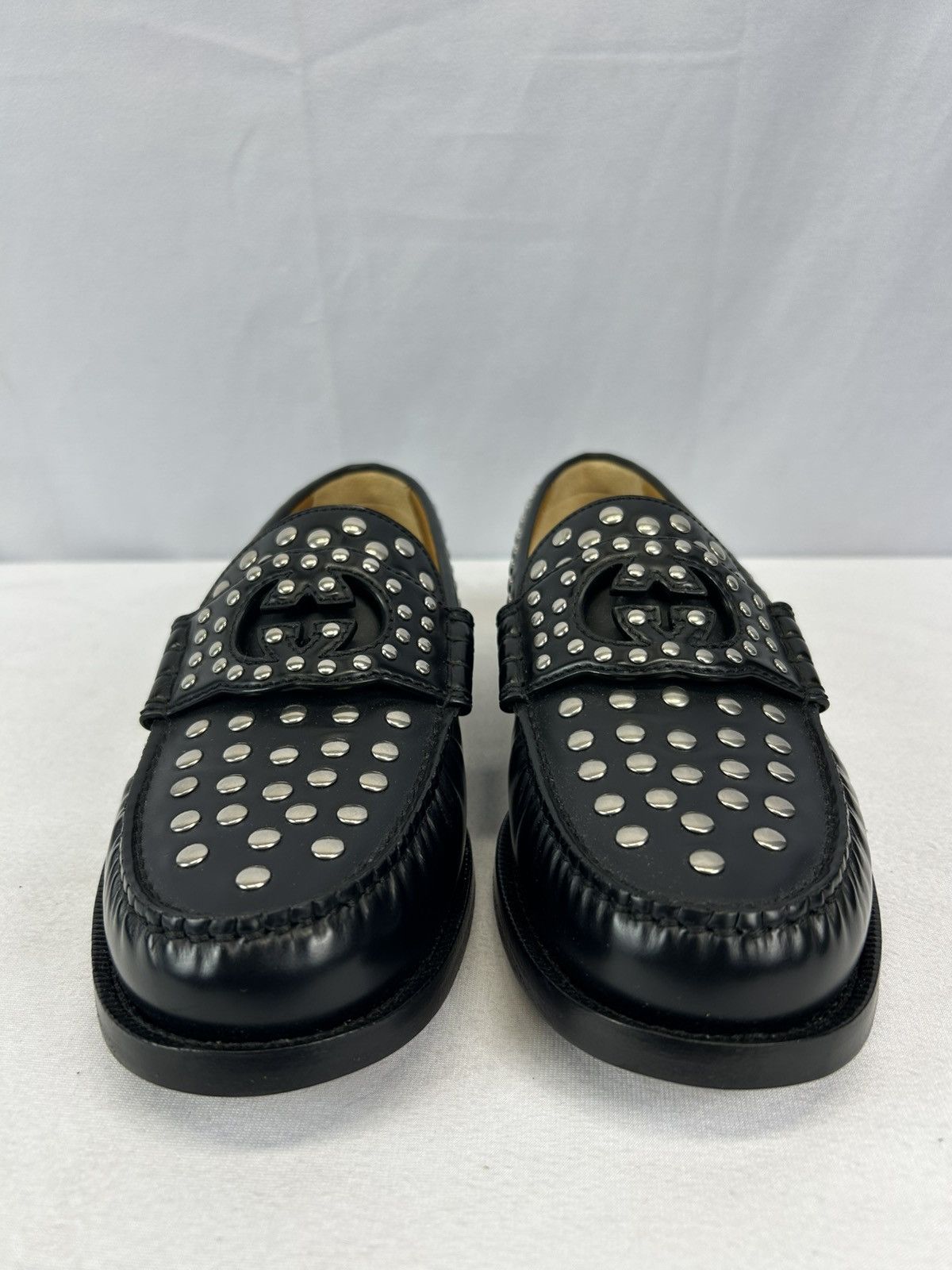 Gucci GUCCI Studded Interlocking G Leather Loafers Size US 8 / EU 41 - 6 Thumbnail