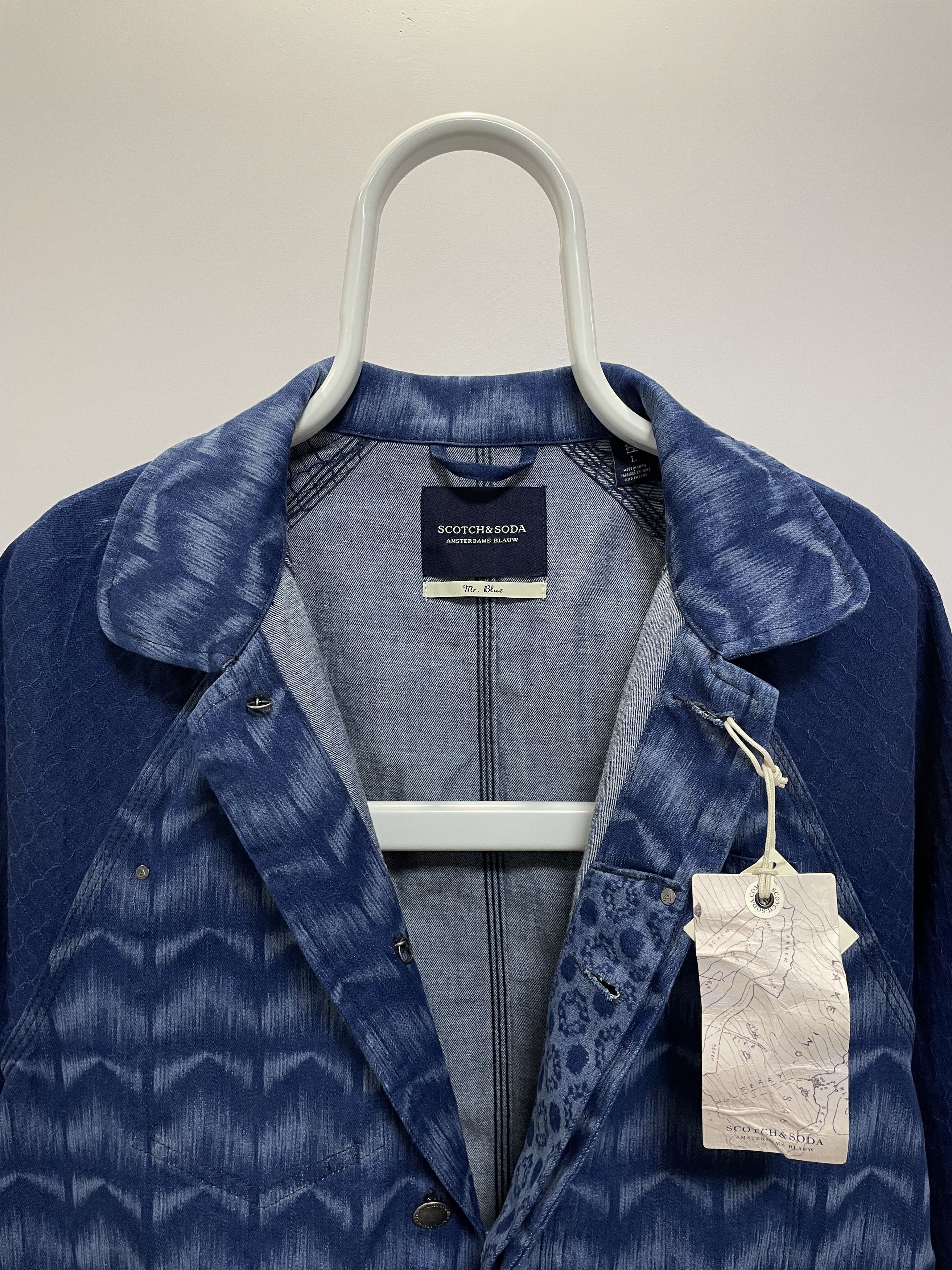 Scotch & Soda SCOTCH & SODA Ams Radio Blauw Denim Jacket Mr. Blue Printed Size US L / EU 52-54 / 3 - 9 Thumbnail