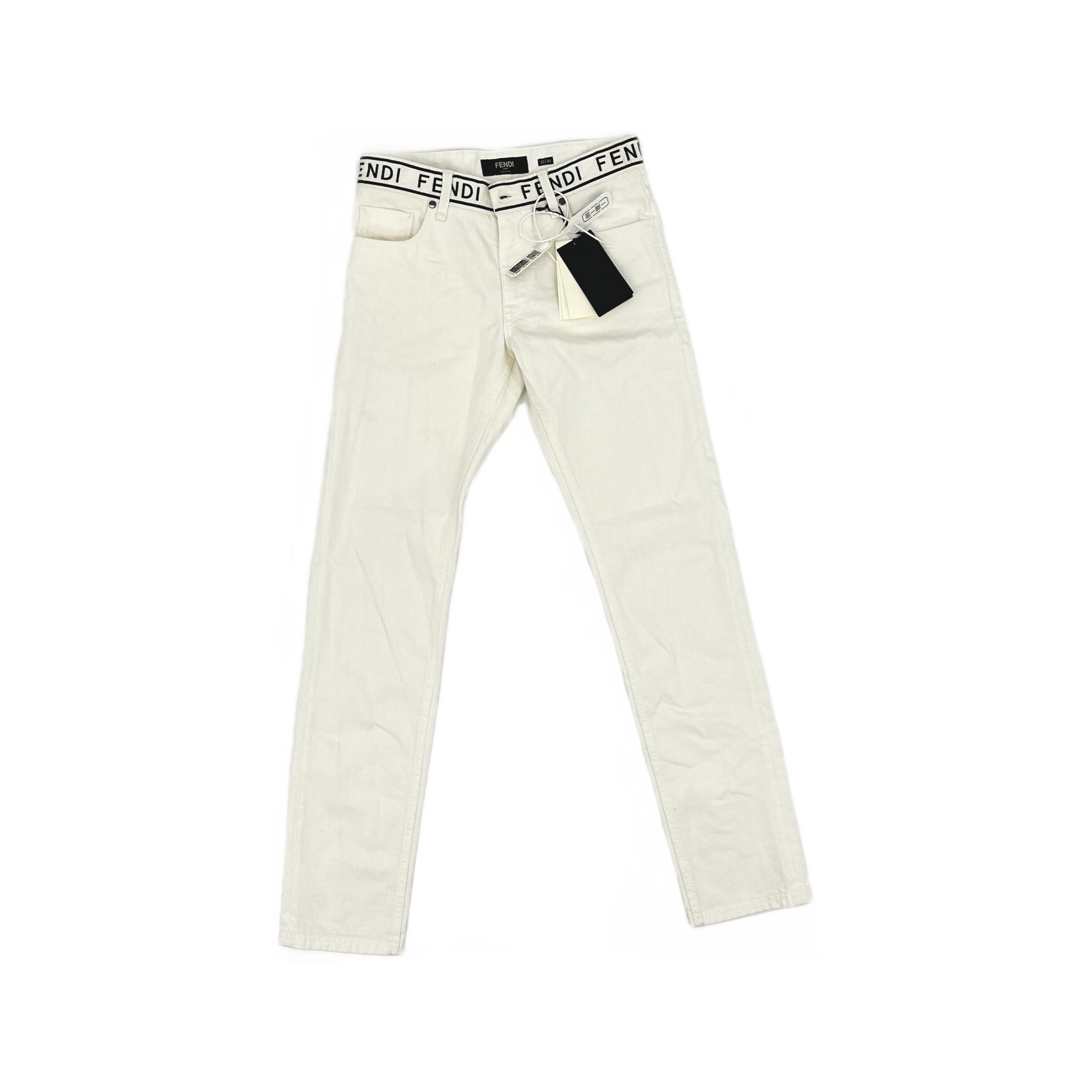 Fendi Fendi Logo Waistband White Jeans Size 30 Size US 30 / EU 46 - 1 Thumbnail
