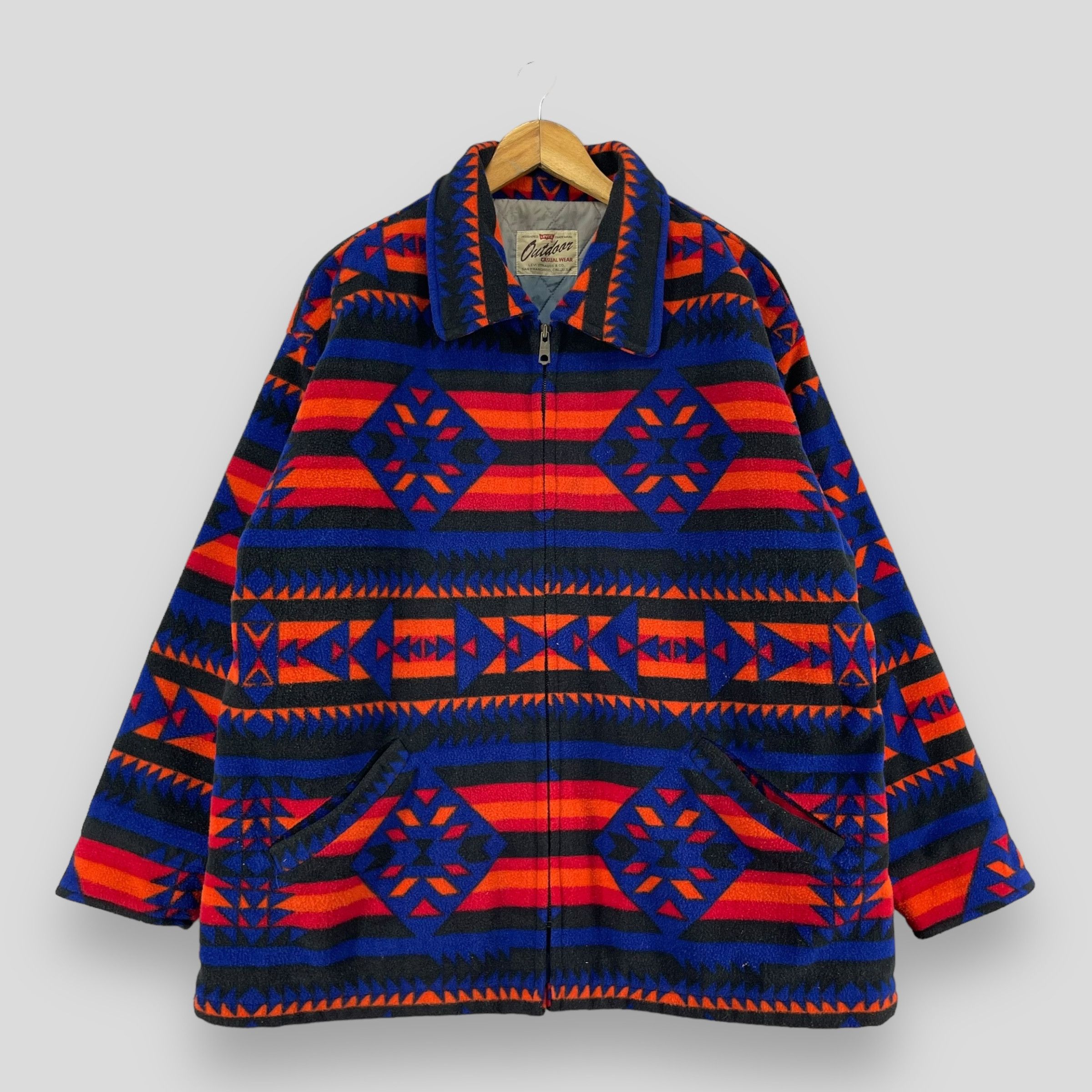 Levi's × Levi's Vintage Clothing Vintage 90s LEVIS Aztec Navajo Puffer Fleece Zipper Jacket Size US L / EU 52-54 / 3 - 1 Thumbnail
