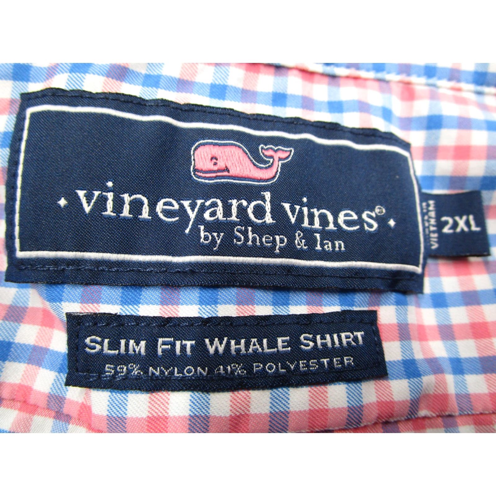 Vineyard Vines Vineyard Vines Shirt Mens 2XL Pink Blue Gingham Slim Fit Whale Shirt Performance Size US XXL / EU 58 / 5 - 3 Thumbnail