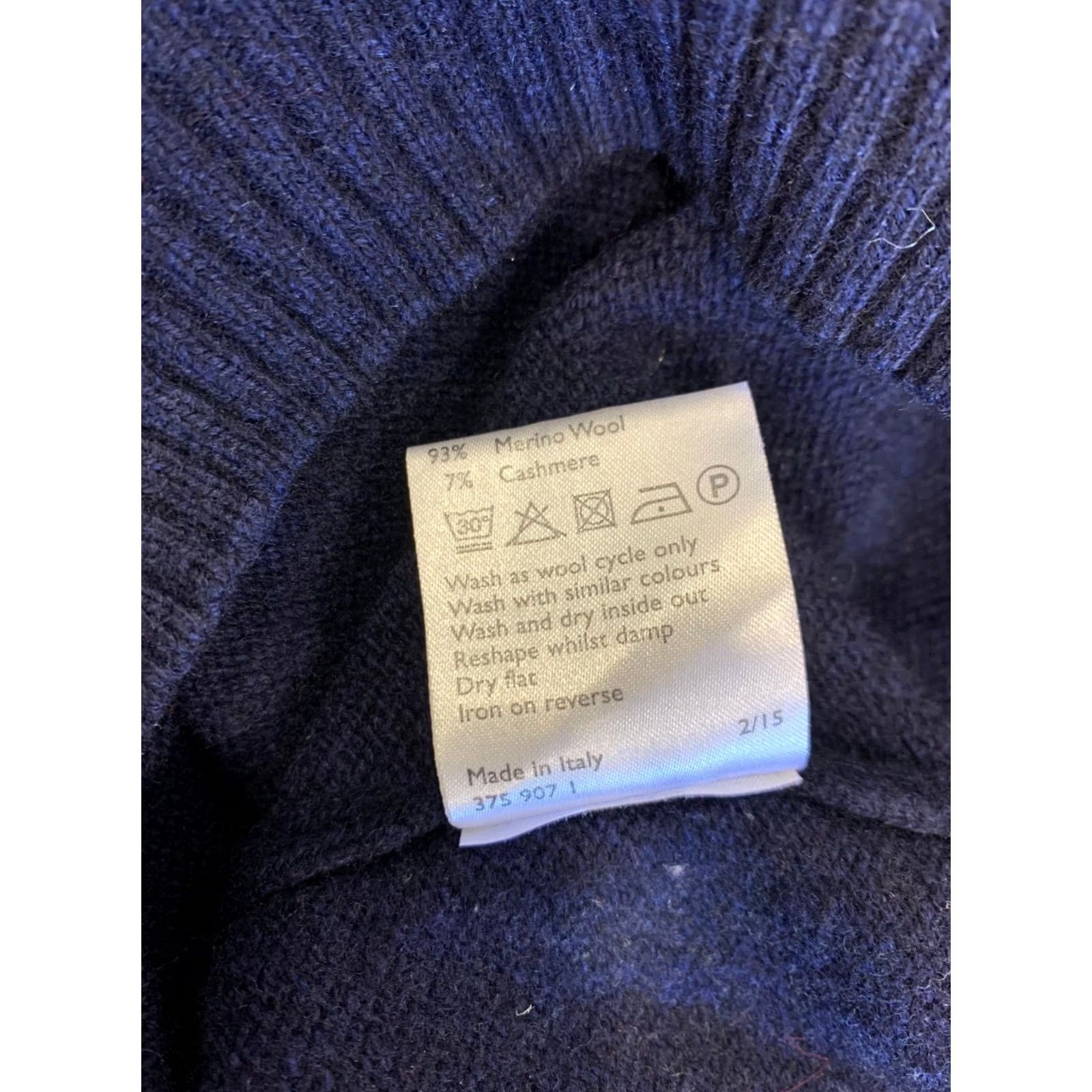 Vintage John Lewis Merino Cashmere Quarter Zip Sweater Men’s M Navy Blue Italy Size US M / EU 48-50 / 2 - 5 Thumbnail