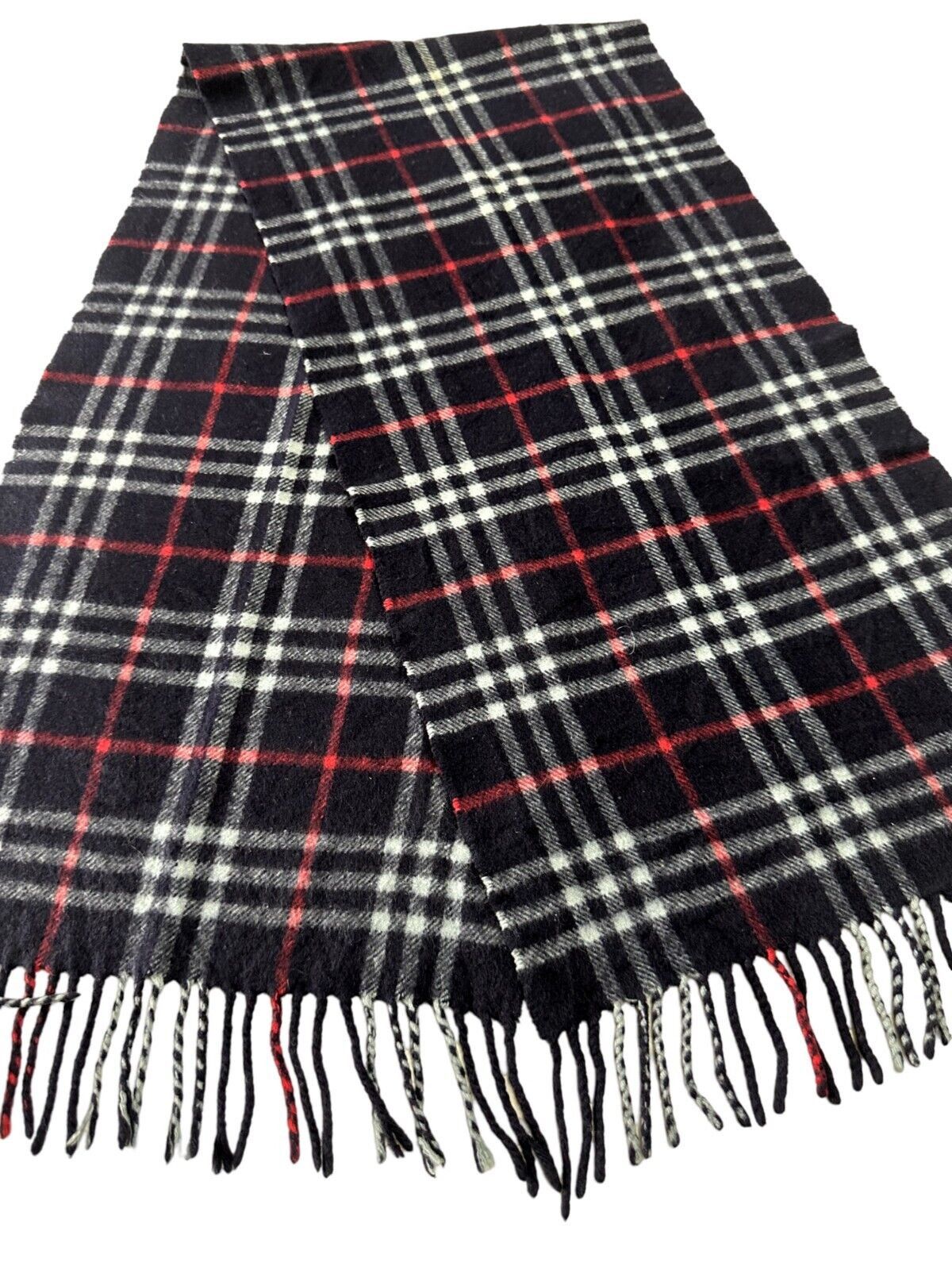 Burberry Burberrys Classic Check Unisex Scarf Navy Blue 100% Cashmere Size ONE SIZE - 2 Thumbnail