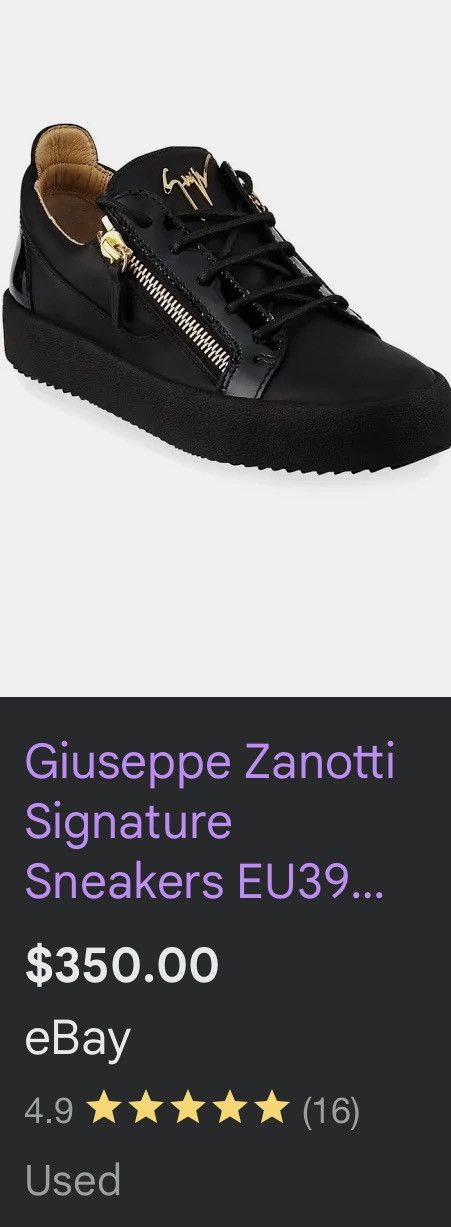 Giuseppe Zanotti Giuseppe Zanotti Black Low-Top Sneakers Size US 8.5 / EU 41-42 - 2 Thumbnail