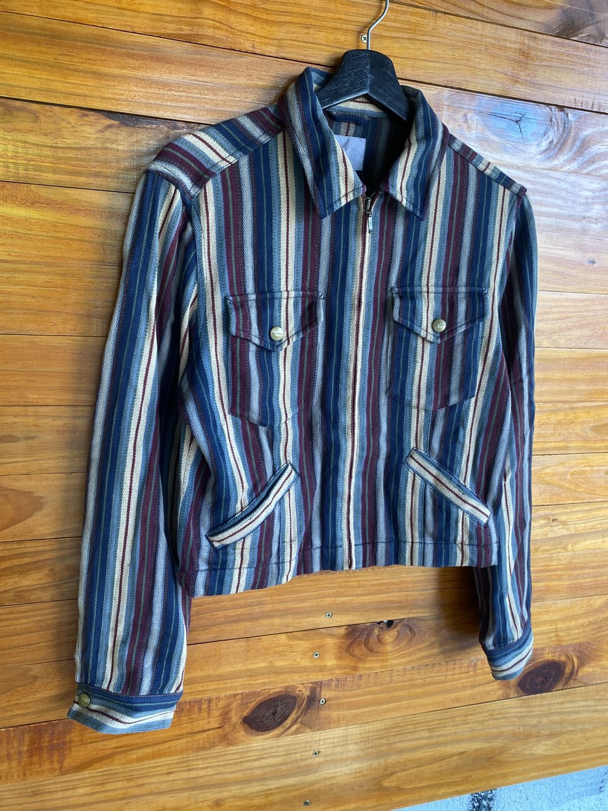 Japanese Brand Vintage “Powder” Striped Cotton Jacket Workwear Style Size M / US 6-8 / IT 42-44 - 5 Thumbnail