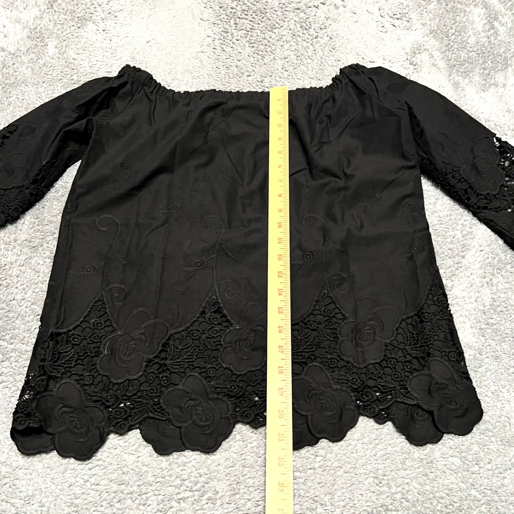 Drew Drew Blouse Womens Medium Black Lace Off the Shoulder Eyelet Shirt Size M / US 6-8 / IT 42-44 - 4 Thumbnail