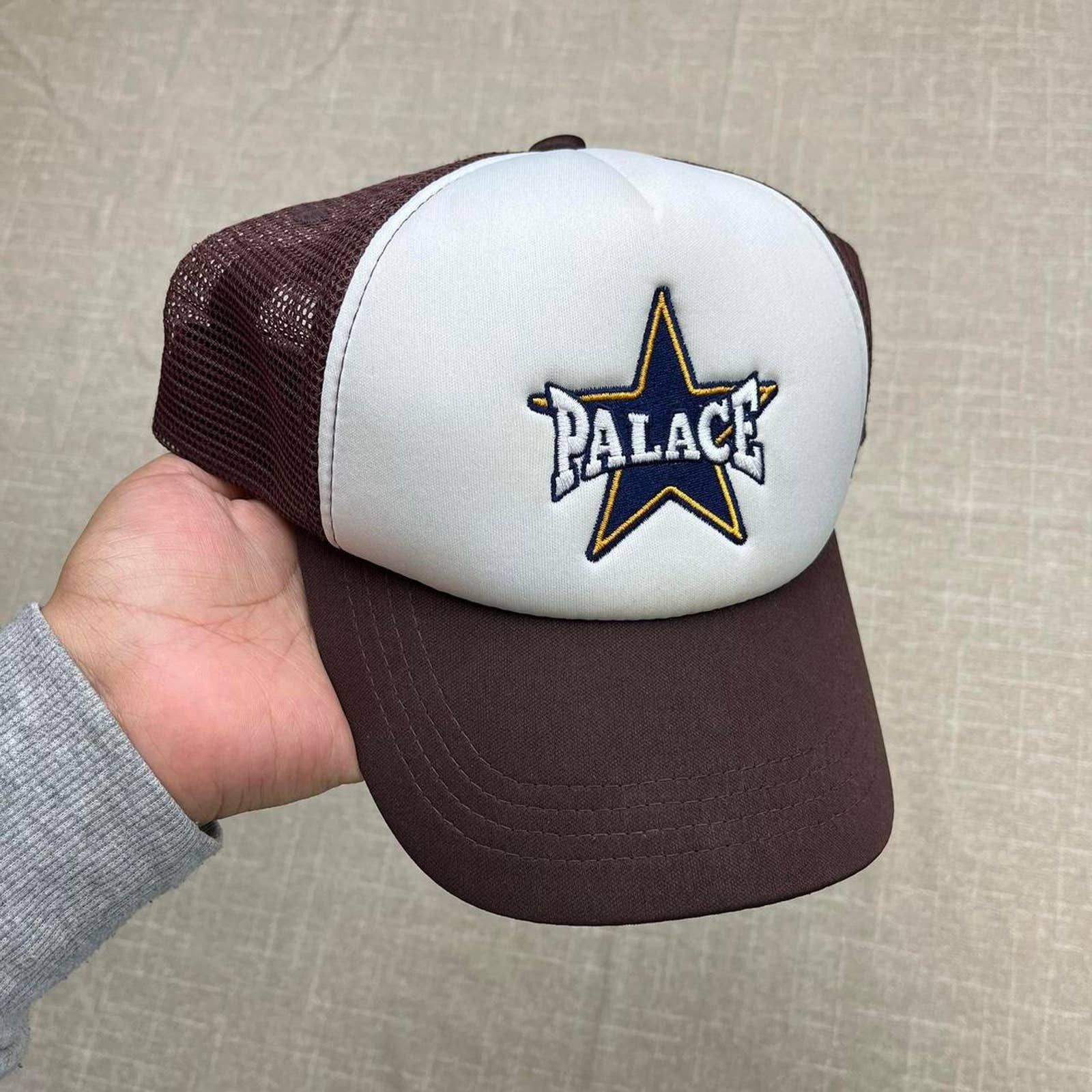 image of Palace Star Logo Trucker Hat In Brown, Men's