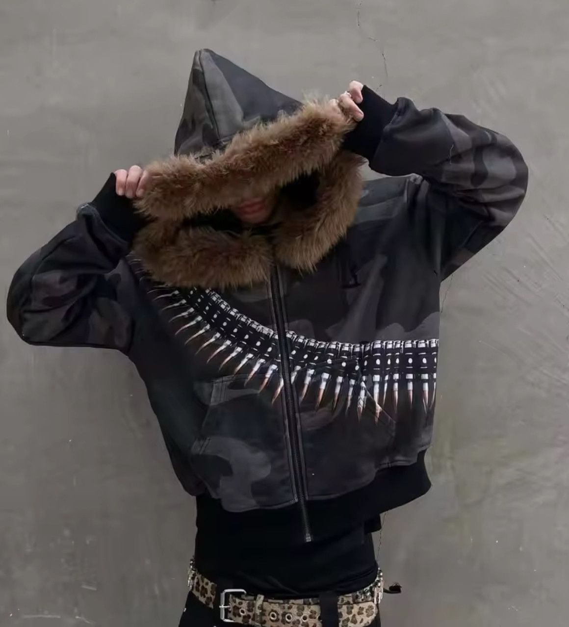 Other Fashion Punk Y2K Goth Grunge River Bullet Fur Hoodies Size US L / EU 52-54 / 3 - 1 Thumbnail