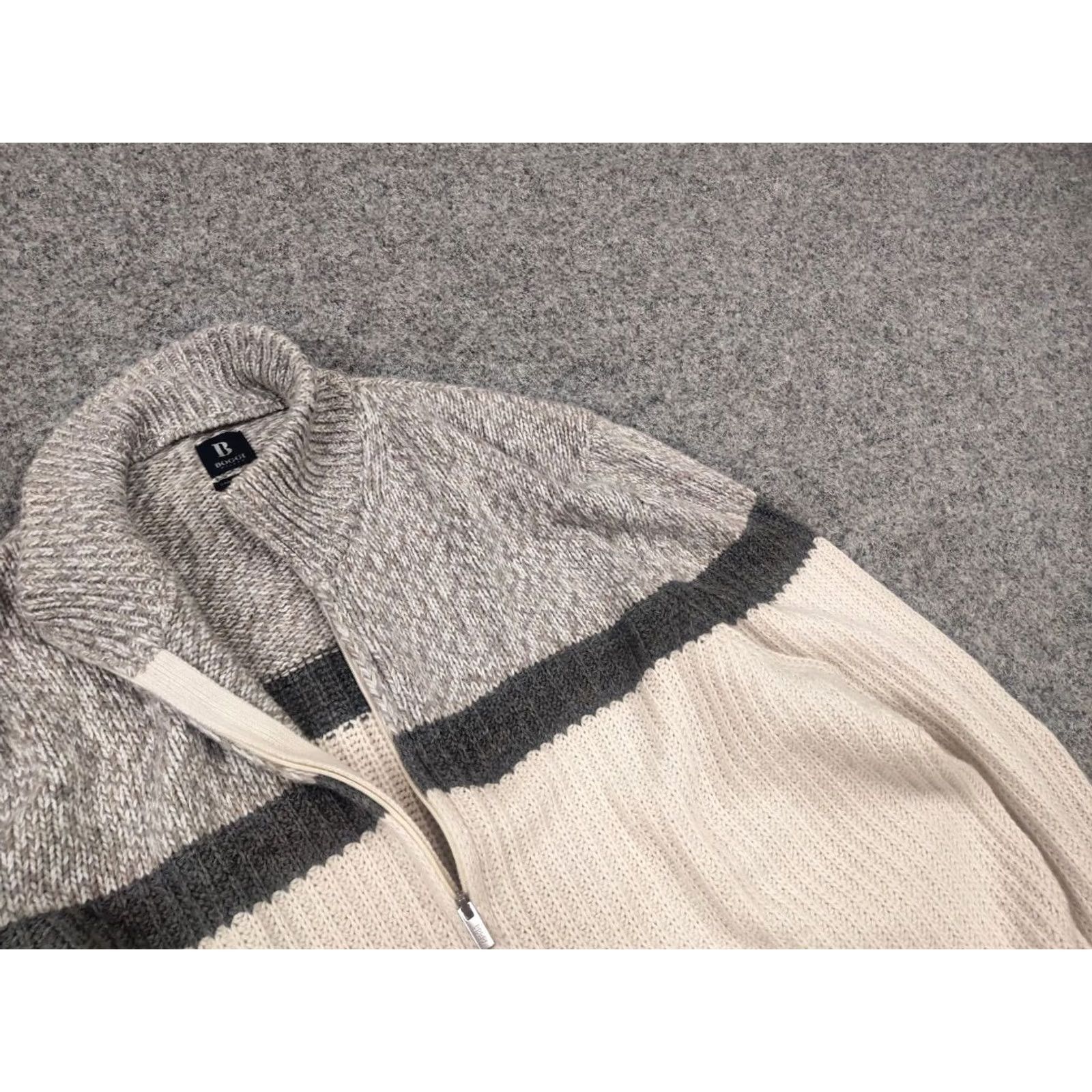 Vintage Boggi Milano Italy cashmere blend Full Zip Knit Beige Jumper Size US L / EU 52-54 / 3 - 7 Thumbnail