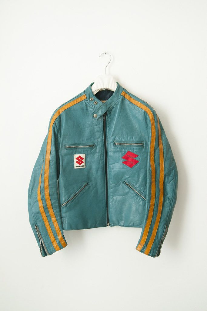 image of Lewis Leathers 1980's Racing Jacket in Turquoise/Yellow, Men's (Size Small)