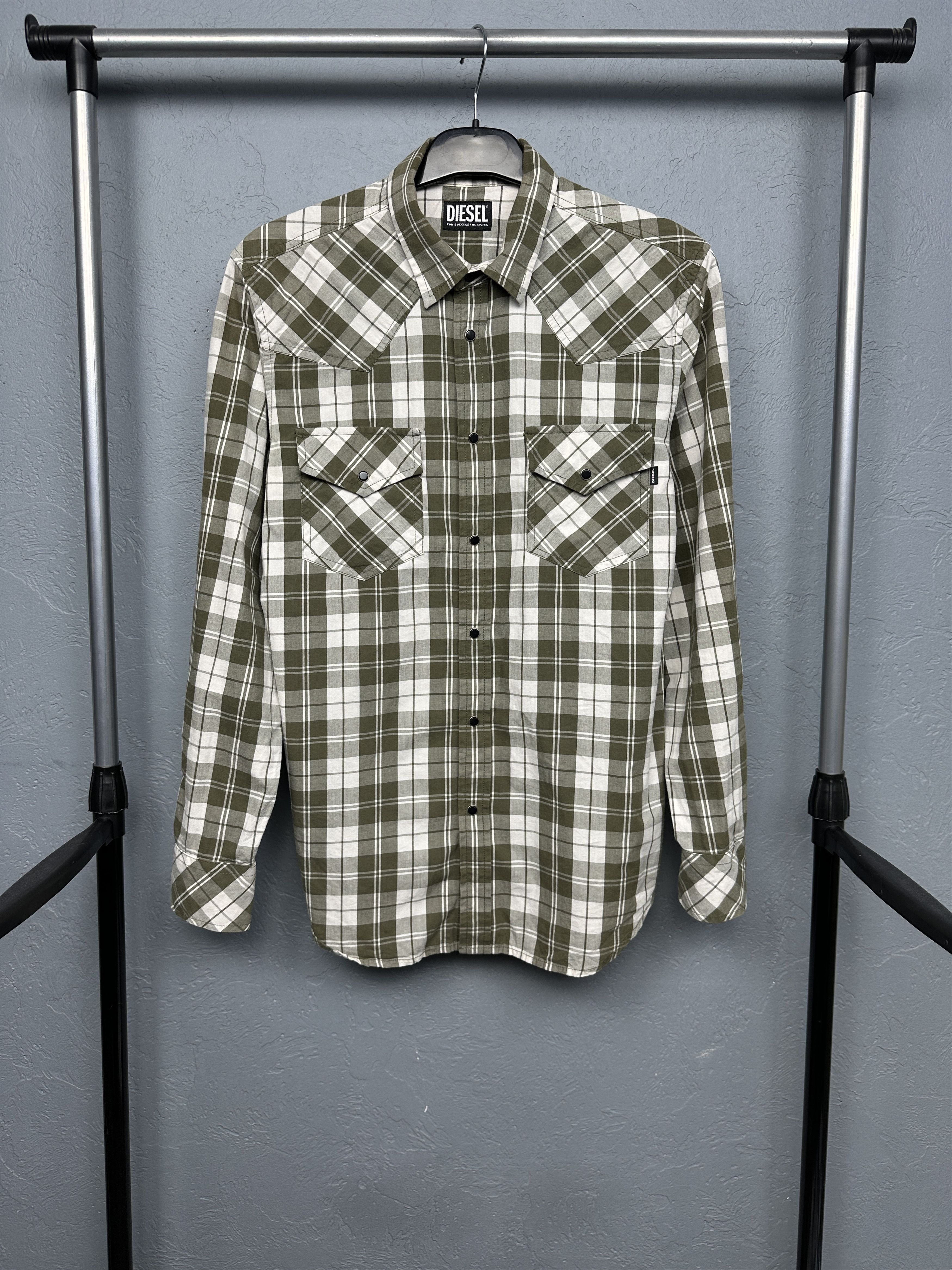 Diesel Diesel Mens Long Sleeve Plaid Shirt Size US S / EU 44-46 / 1 - 1 Thumbnail