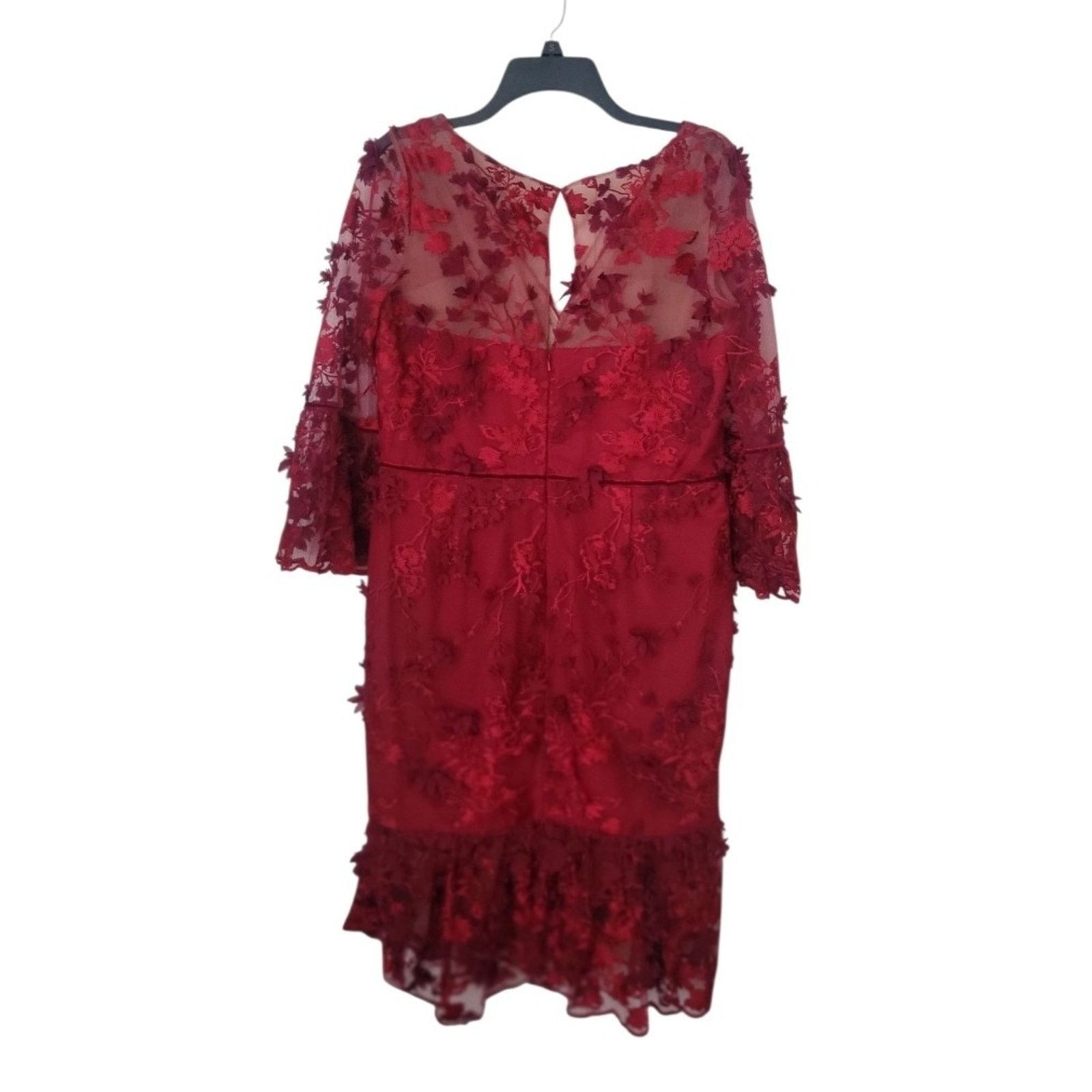 Marchesa Notte Appliqu Flowers Cocktail In Burgundy Size 12 -  wpequipmentugltd.com