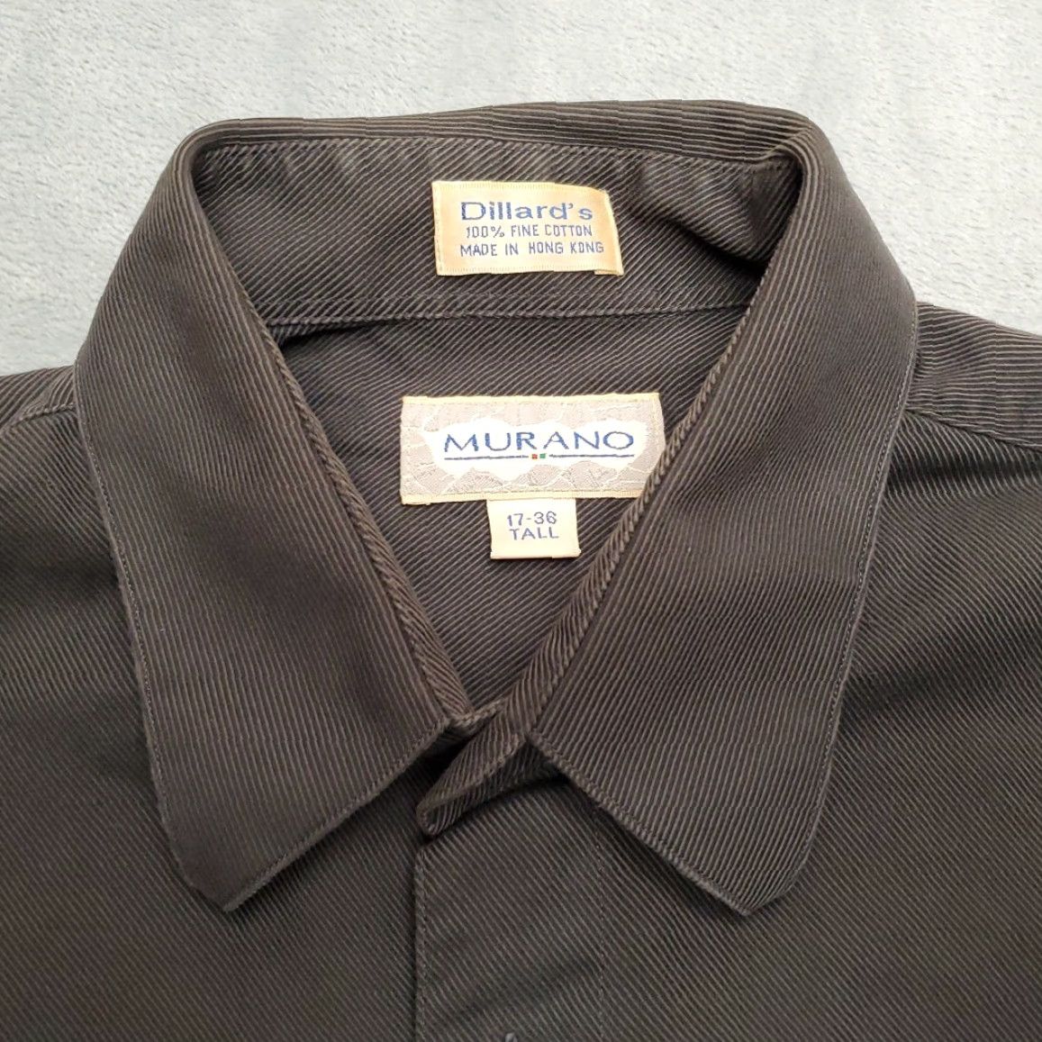 Dillard's VINTAGE Dillards Murano Shirt Mens 17 Tall Black Thick Twill Button Casual Work Size US XL / EU 56 / 4 - 4 Thumbnail