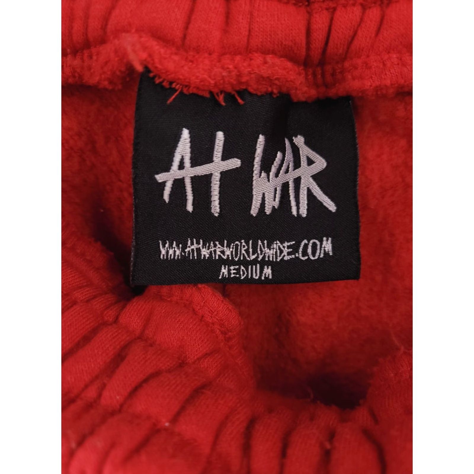 Vintage At War Worldwide Sweatpants Mens Medium Cuffed Joggers Red Streetwear Red Size US 31 - 5 Thumbnail