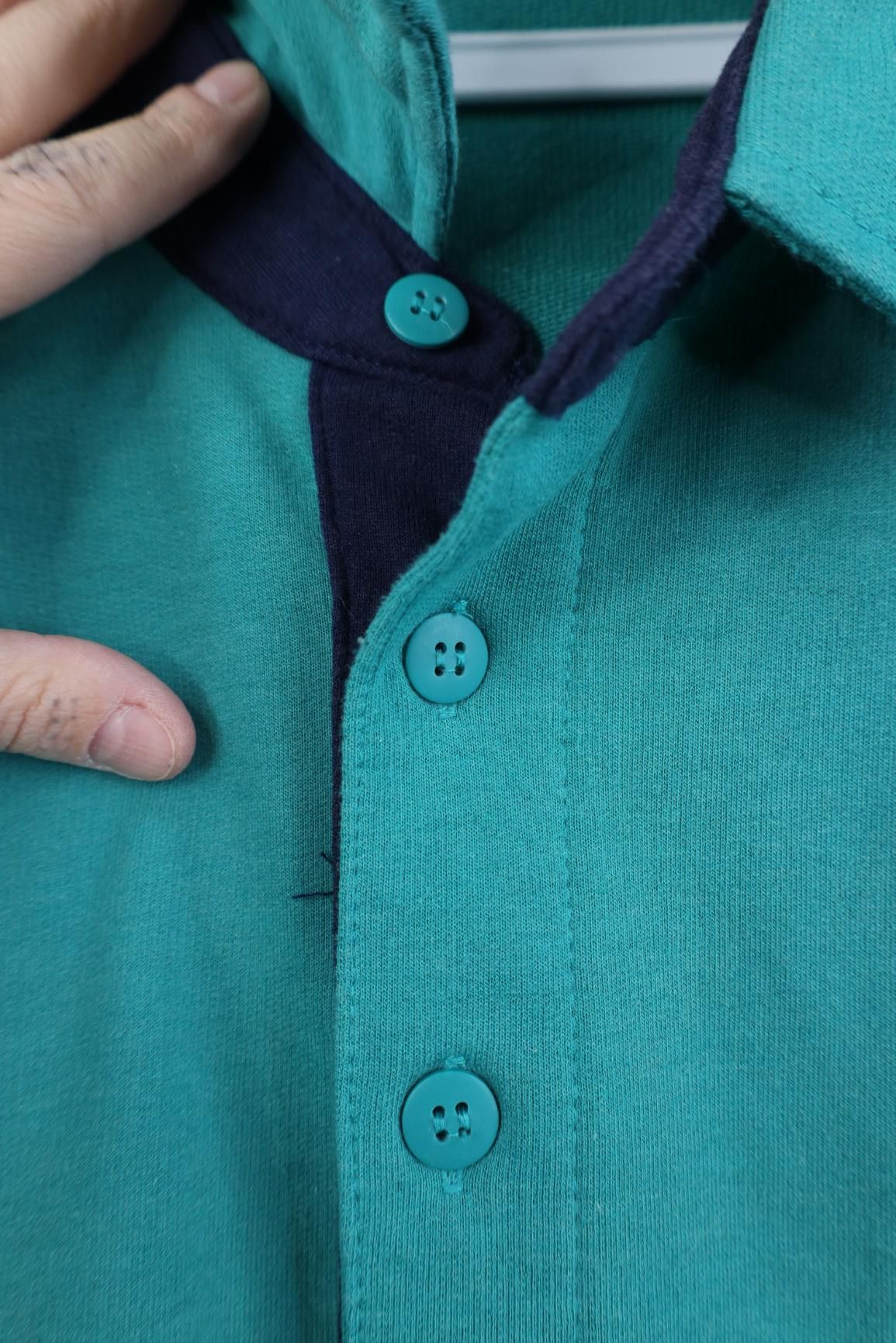 Vintage Vintage 90s Streetwear Block Pullover Polo Shirt Teal Blue Size US XL / EU 56 / 4 - 8 Thumbnail