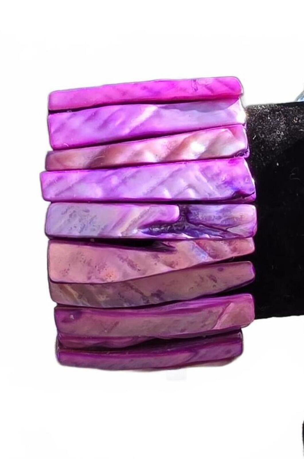 The Unbranded Brand Vintage Abalone Vibrant Purple Shell Stretch Bracelet Chunky Size ONE SIZE - 2 Thumbnail