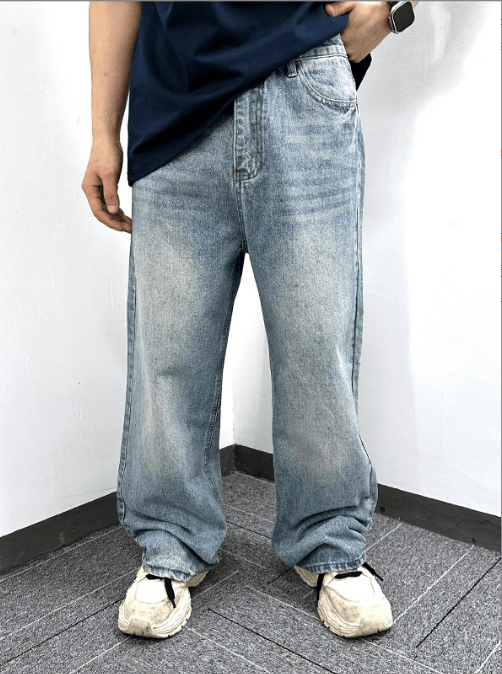 Jean Retro distressed straight-leg casual washed simple jeans Size US 32 / EU 48 - 1 Thumbnail