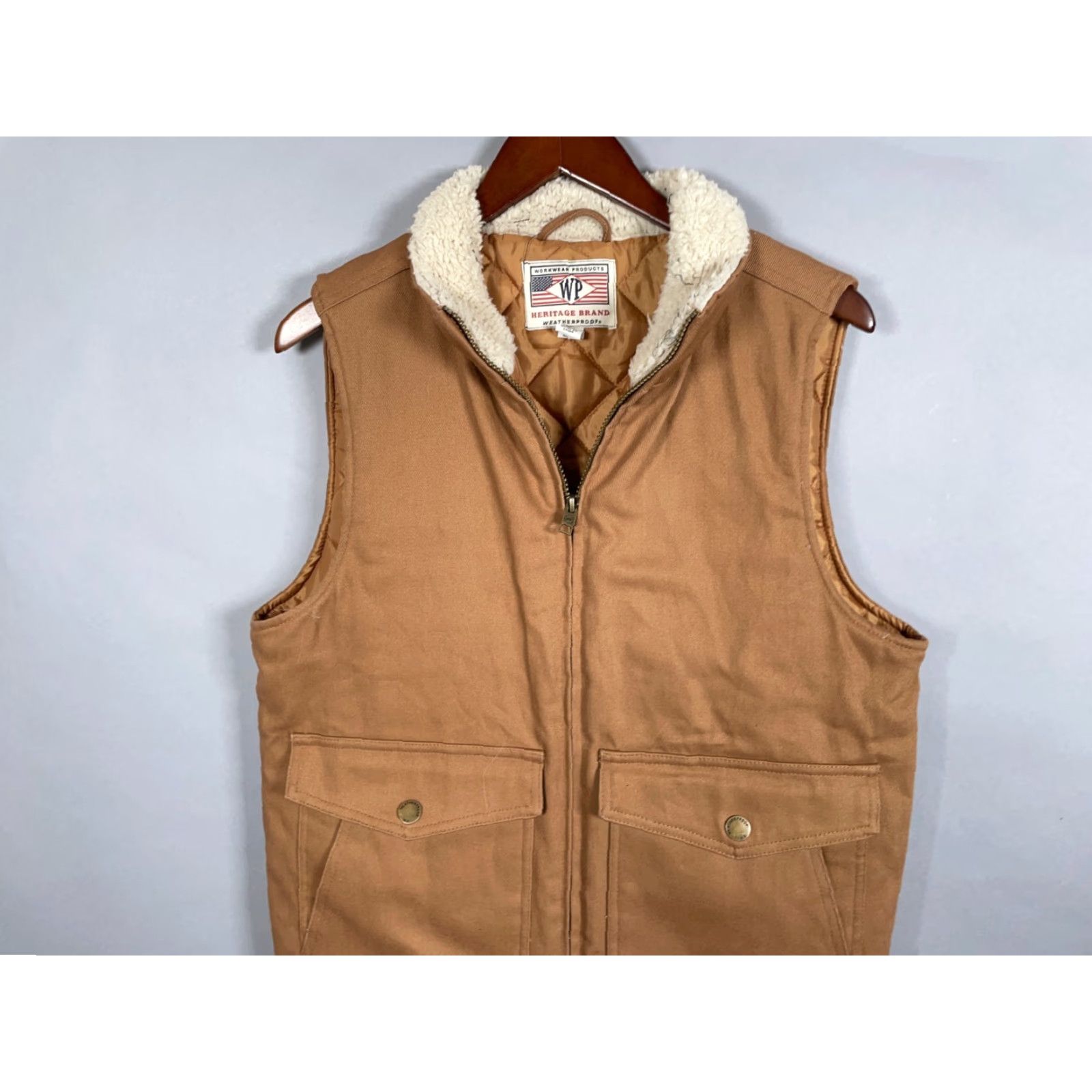 Weatherproof Weatherproof Heritage Brand Canvas Zip Up Vest Adult Small Brown Sherpa Collar Workwear Size US S / EU 44-46 / 1 - 3 Thumbnail