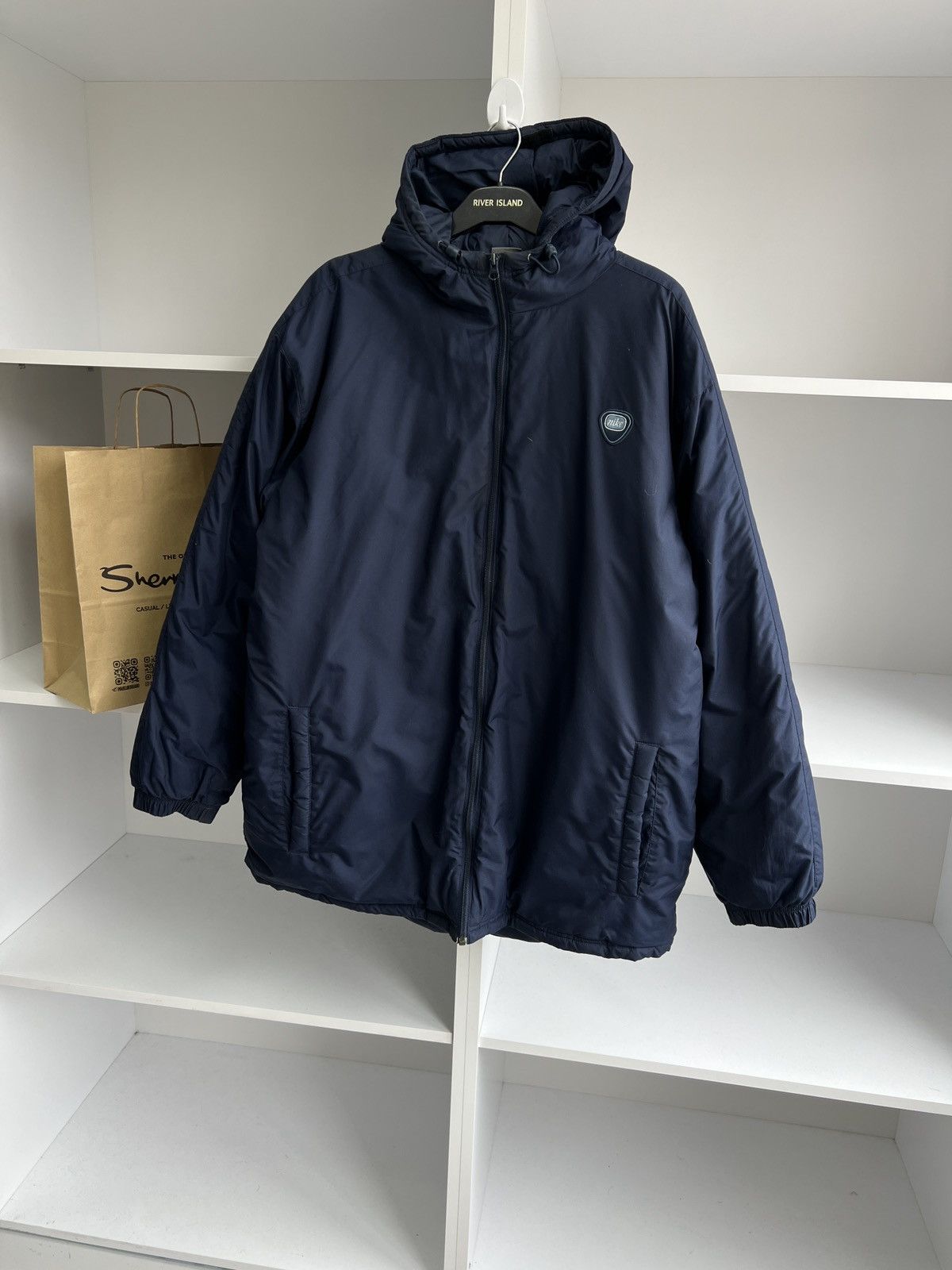 Nike × Vintage 90s Nike Retro Logo Vintage Y2K Puffer Outdoor Jacket Size US XL / EU 56 / 4 - 2 Thumbnail