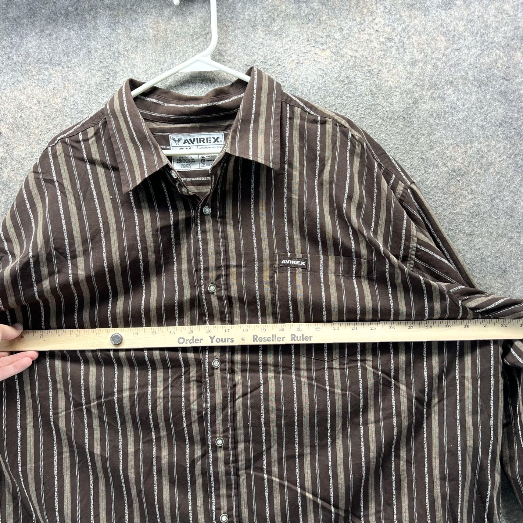 Avirex VINTAGE Avirex Shirt Mens 4X Brown Striped Button-Down Long Sleeve Casual Big Tall Size US XXL / EU 58 / 5 - 5 Thumbnail