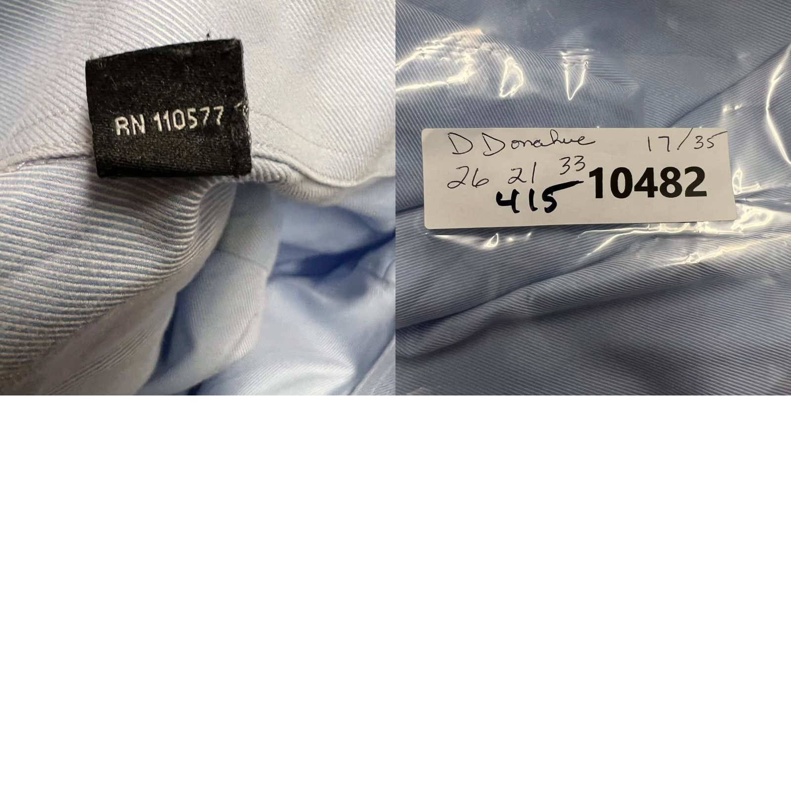David Donahue VINTAGE David Donahue Dress Shirt Men 17 52 Blue Long Sleeve Regular 100% Cotton Solid Embroidered Logo Mens Size US XL / EU 56 / 4 - 8 Thumbnail