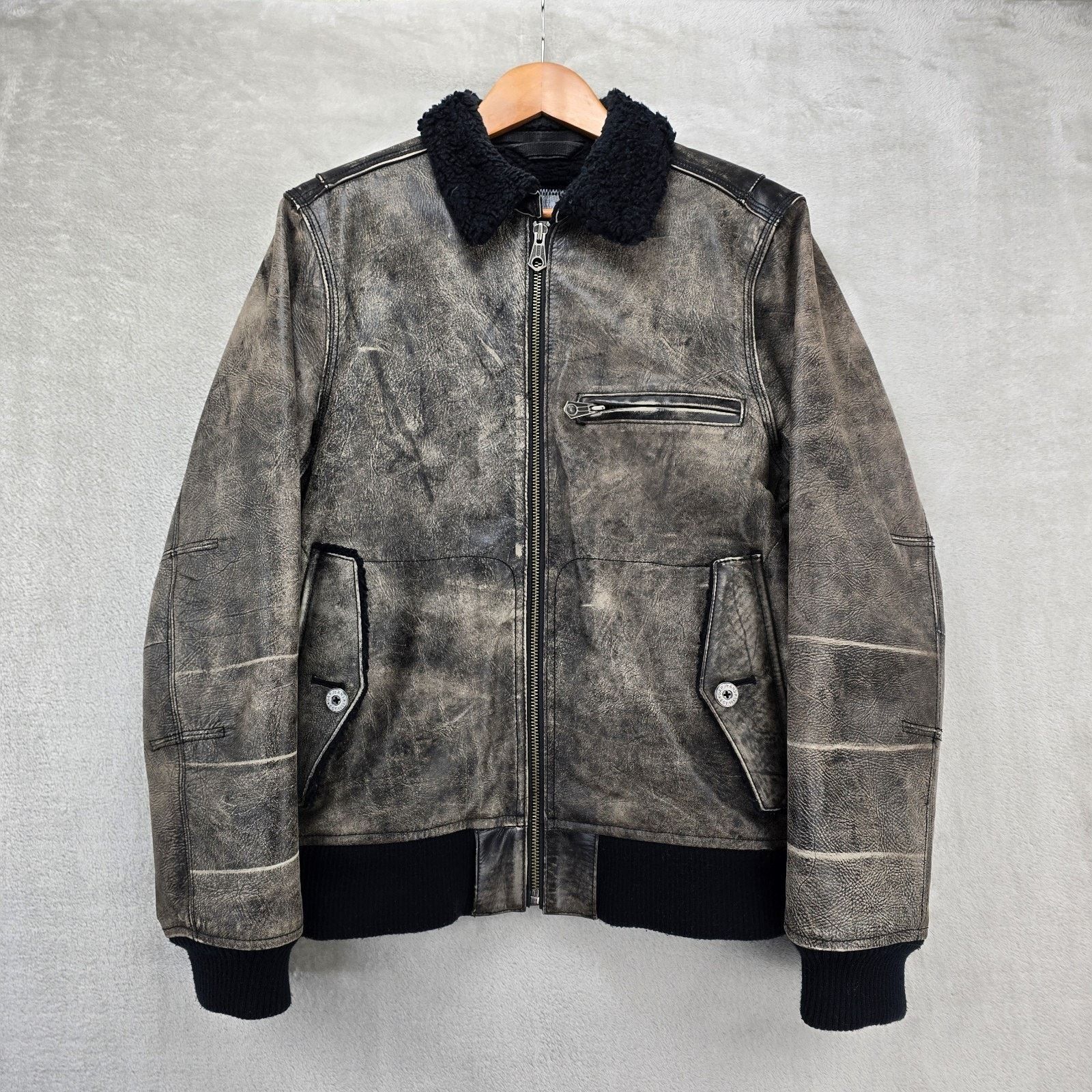 Gap Vintage GAP Leather Jacket Medium Sherpa Lined Bomber Size US M / EU 48-50 / 2 - 2 Thumbnail
