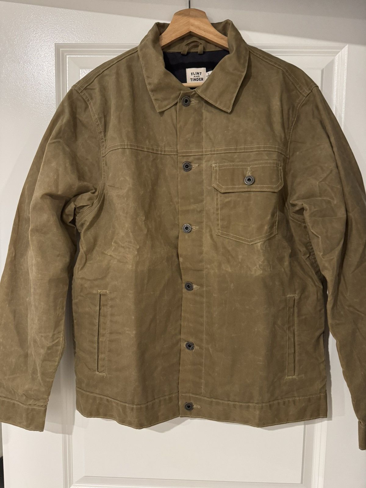 Flint And Tinder Flannel-Lined Waxed Trucker Jacket Size US L / EU 52-54 / 3 - 4 Thumbnail