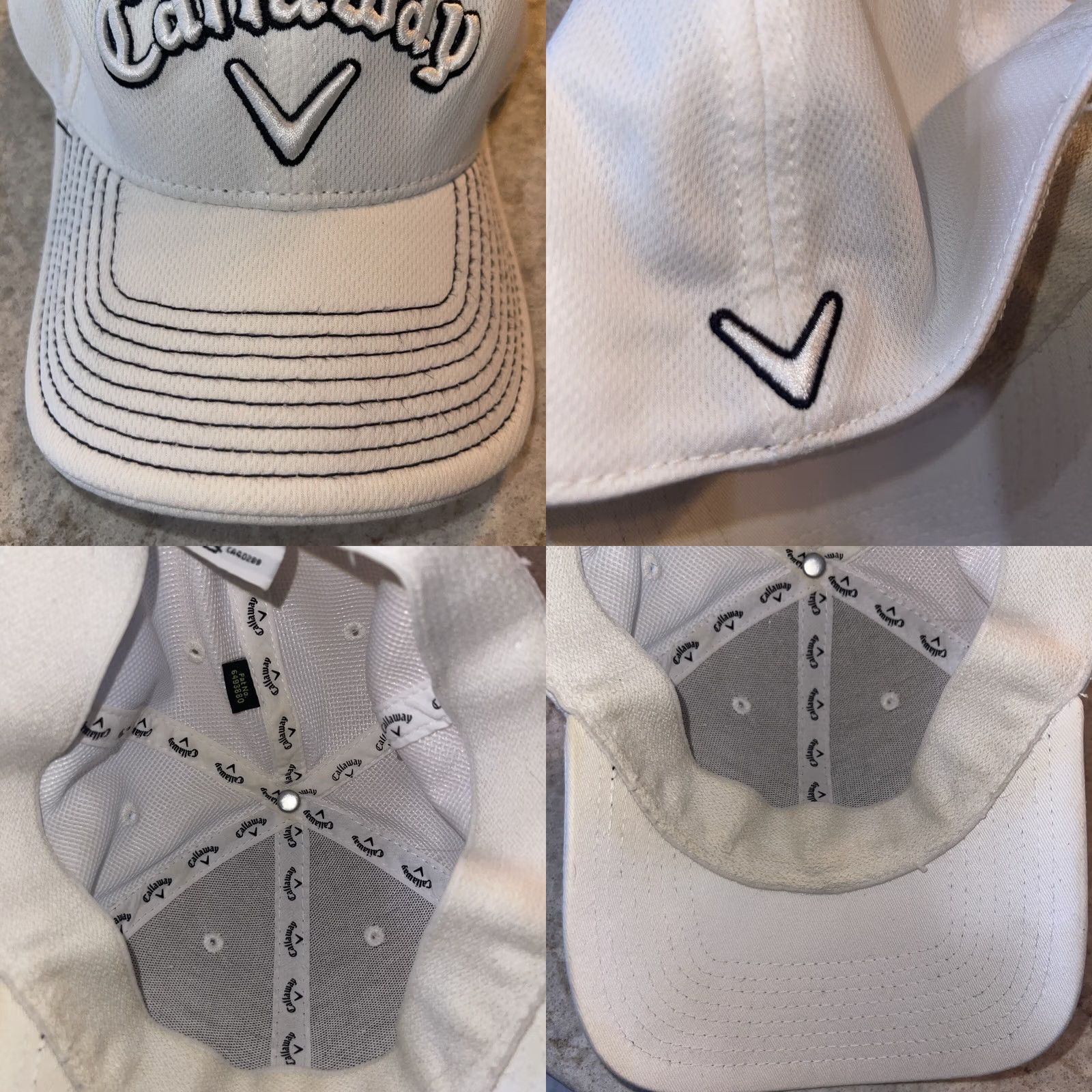New Era VINTAGE Callaway New Era Medium-Large Hat Cap Golf White Embroidered Stained Headband Mens Size ONE SIZE - 8 Thumbnail