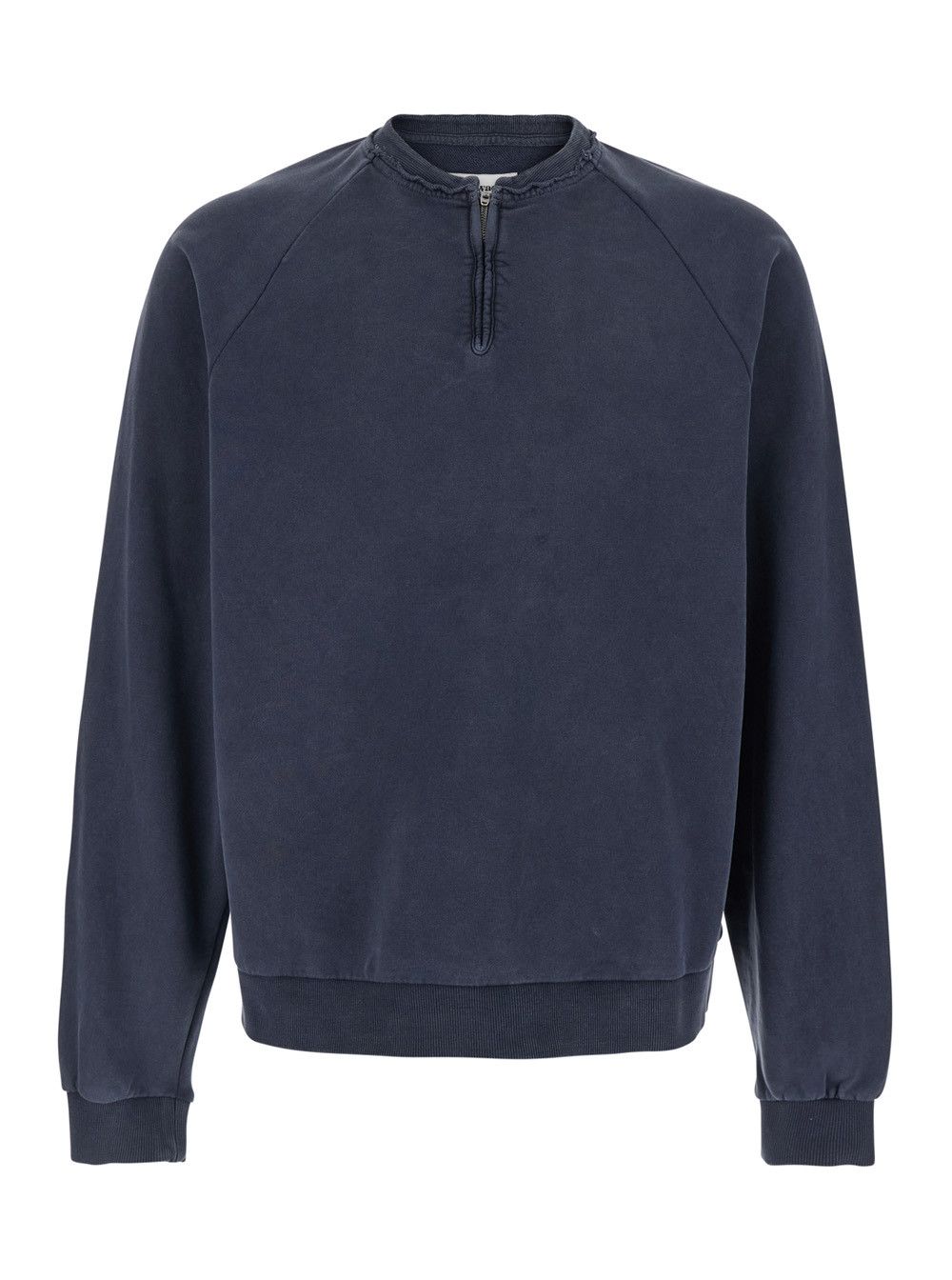 TONYWACK Men's Blue Cotton Crewneck Sweatshirt with Half Zip Size US L / EU 52-54 / 3 - 1 Thumbnail