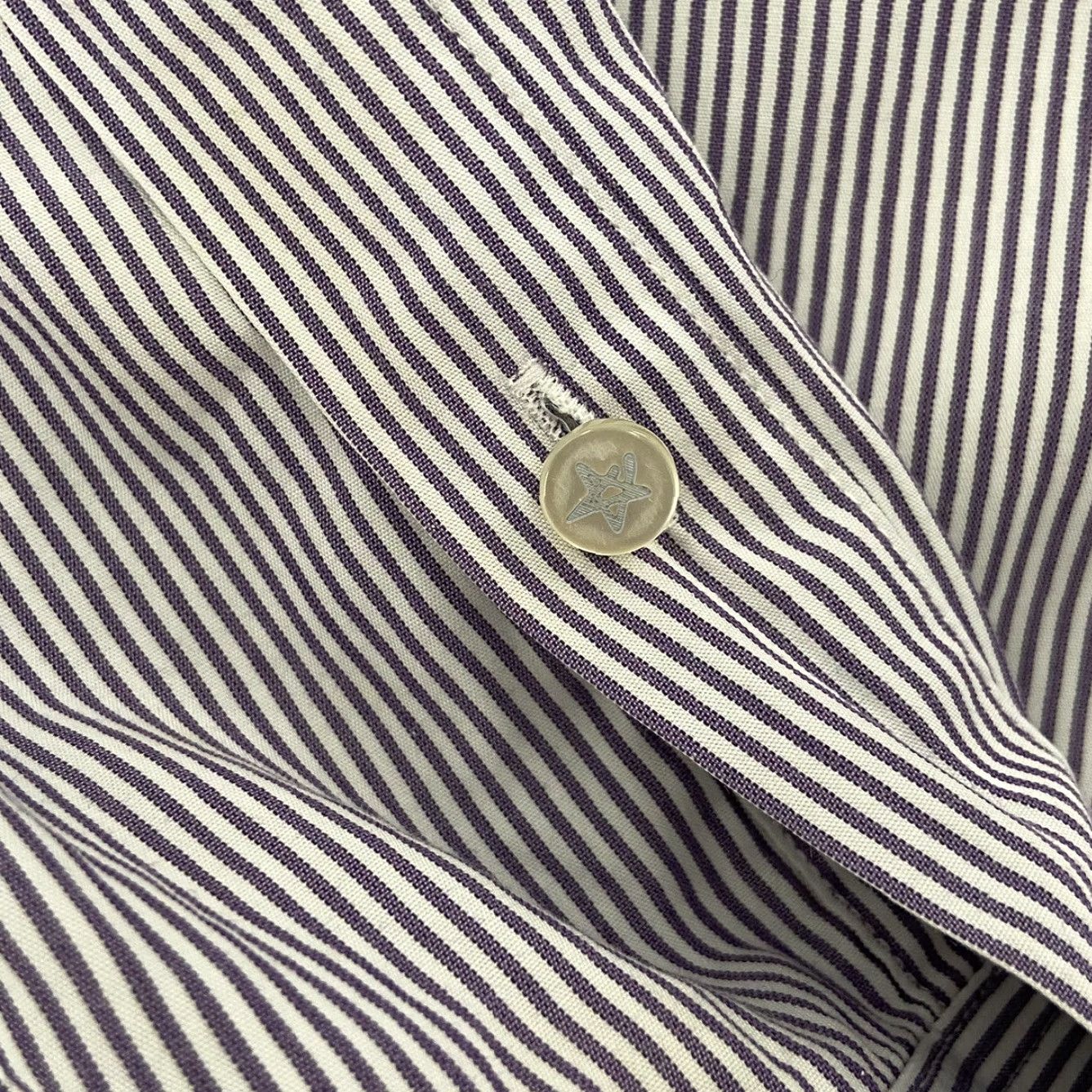 John Varvatos John Varvatos Button-Up Shirt Adult 17 Purple Striped Long Sleeve Slim Fit Mens Size US XL / EU 56 / 4 - 5 Thumbnail