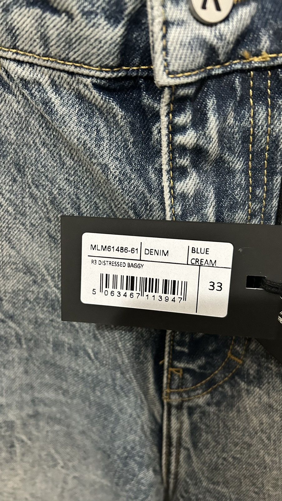Represent Clo. Represent R3 Distressed Baggy Jeans Blue W33 – Premium Size US 33 - 8 Thumbnail