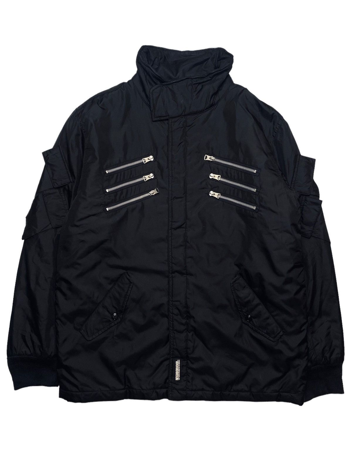 image of 14Th Addiction x Kmrii 2002 Neighborhood - Multizipper Pocket Astro Biker Jacket in Black (Size Lar