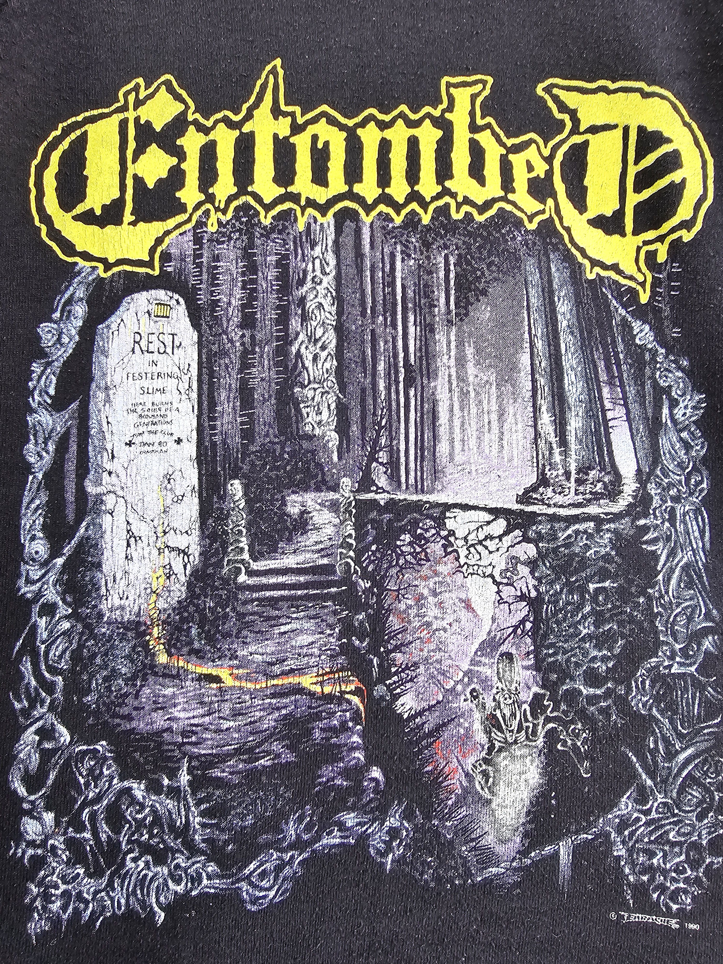 Band Tees 1990 Entombed Left Hand Path Crew neck XL 22" 30" Size US XL / EU 56 / 4 - 5 Thumbnail