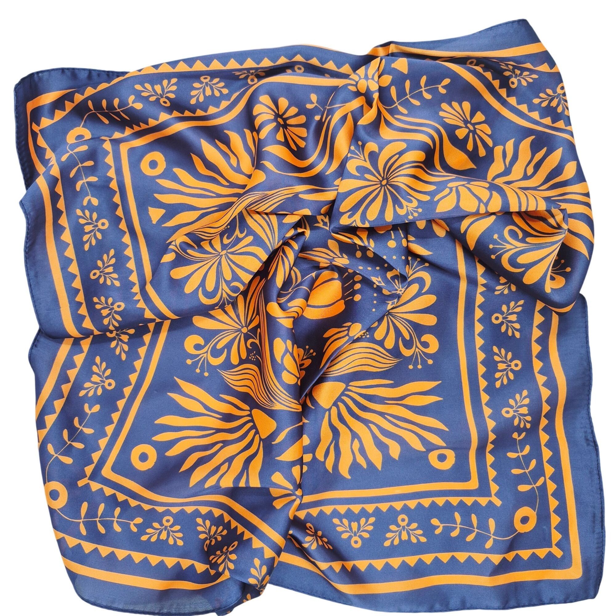 Other ⭐Luxury Floral Botanical Geometric Blue Orange Silky Soft Sq Size ONE SIZE - 5 Thumbnail