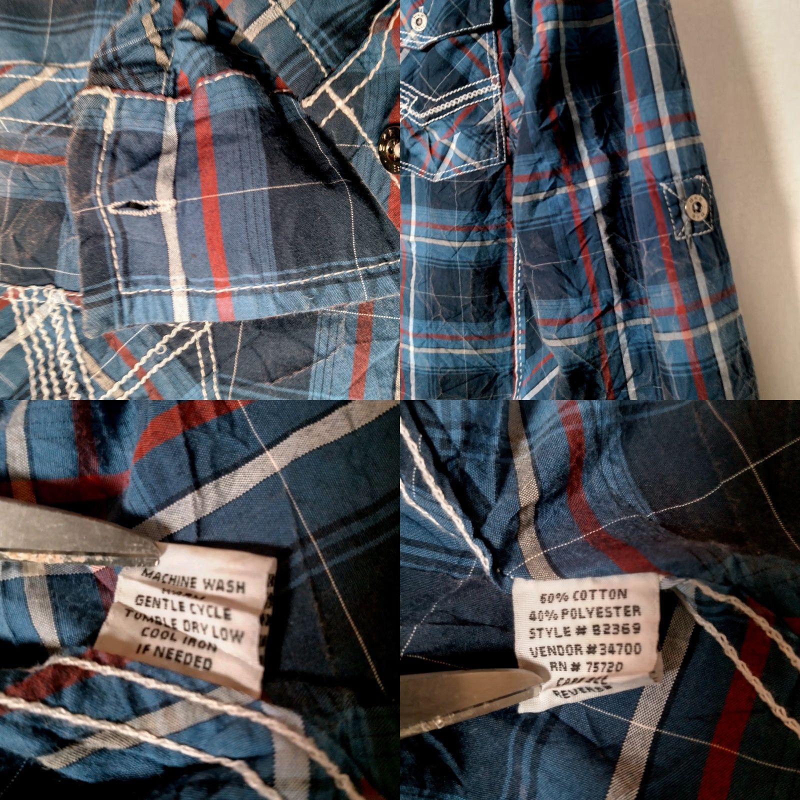 BKE BKE Shirt Men L Athletic Blue Plaid Western Distressed Look Long Sleeve Size US L / EU 52-54 / 3 - 8 Thumbnail
