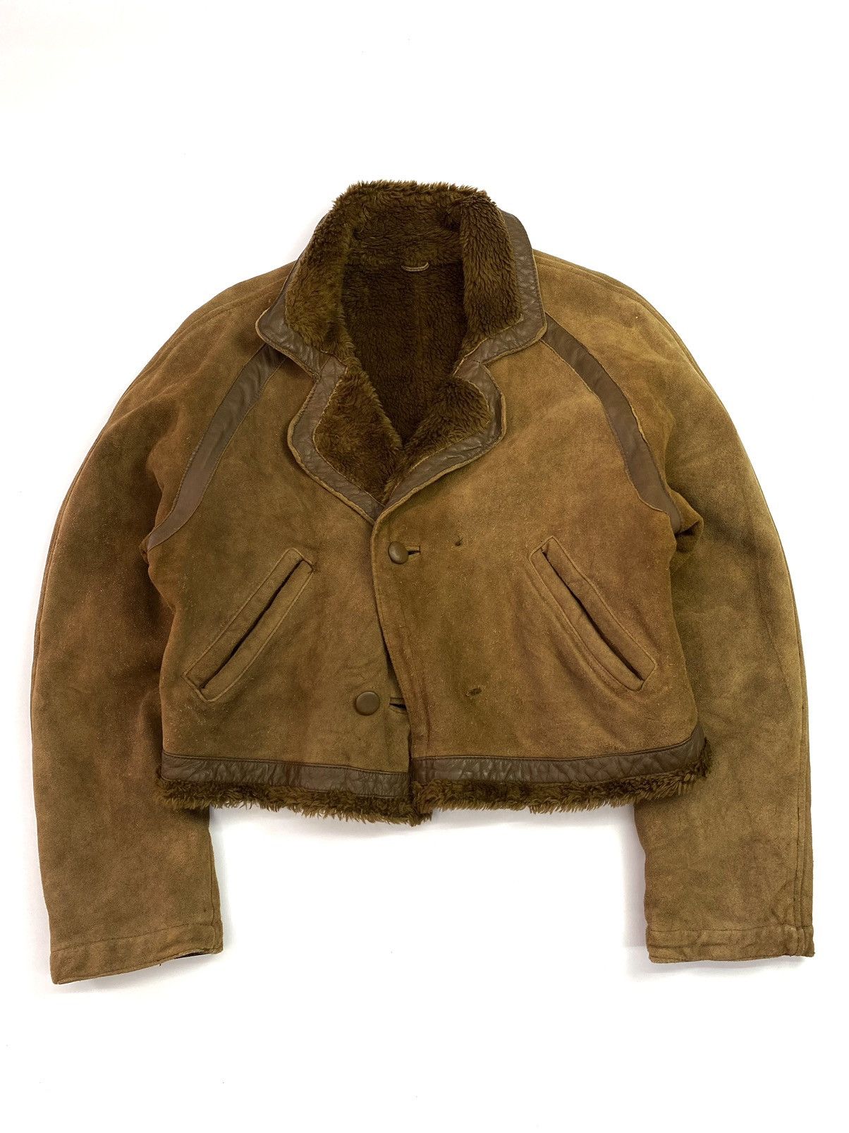 Designer × Vintage Suede leather sherpa jacket gallery seamore Size US M / EU 48-50 / 2 - 11 Thumbnail