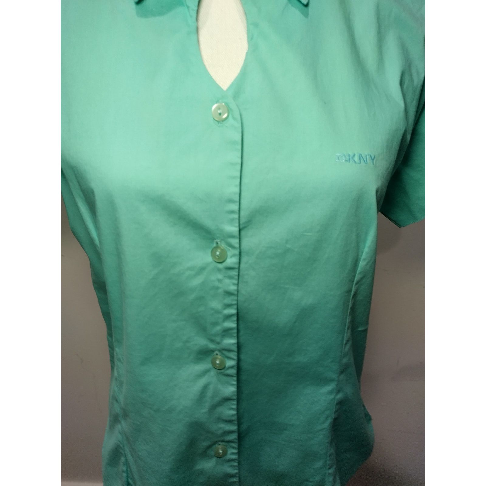 DKNY DKNY Womens Shirt Short Sleeves Button Up Keyhole Collared Size XL / US 12-14 / IT 48-50 - 2 Thumbnail