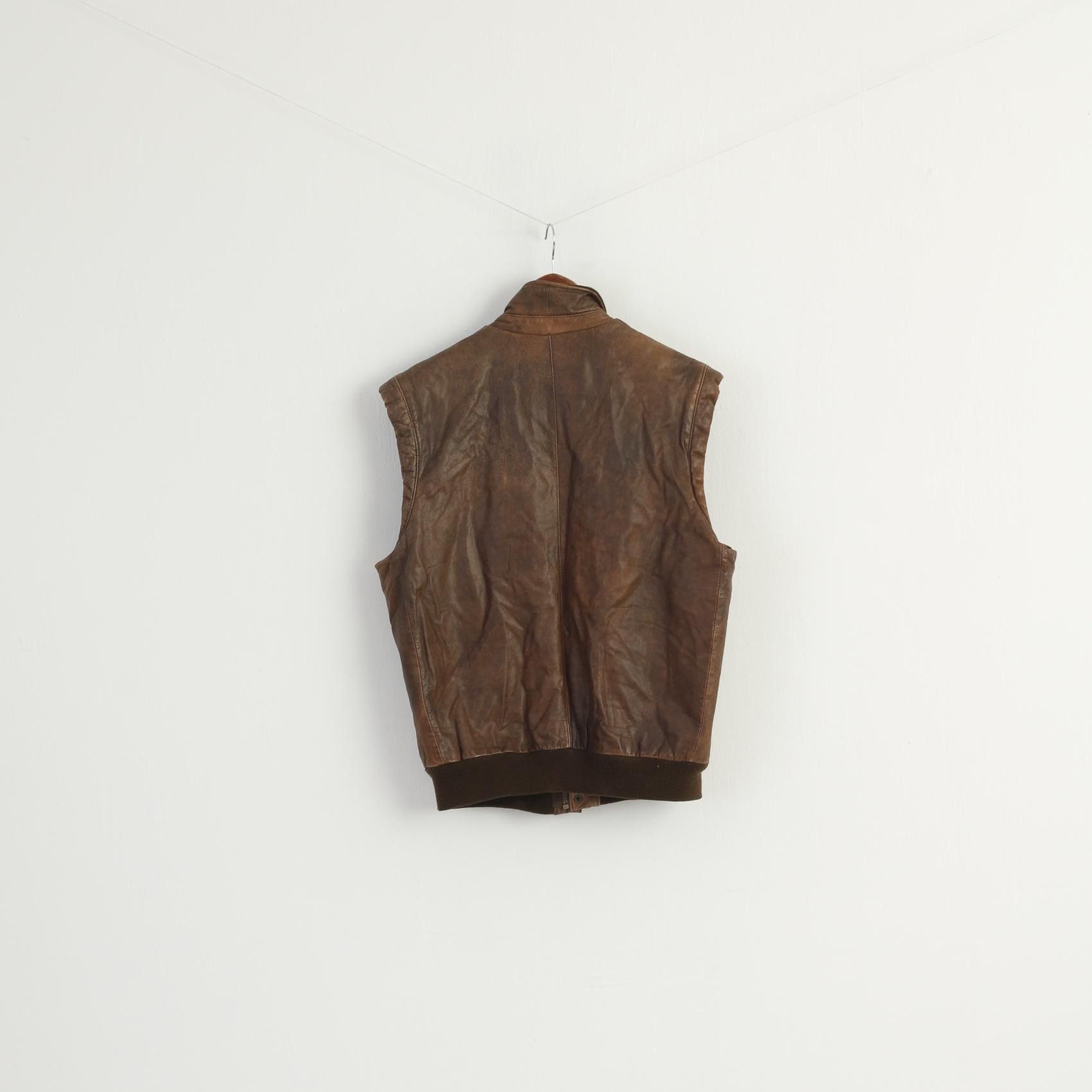 Vintage Petroff Paris New York Men S Waistcoat Brown Leasther 8862 Size US S / EU 44-46 / 1 - 7 Thumbnail