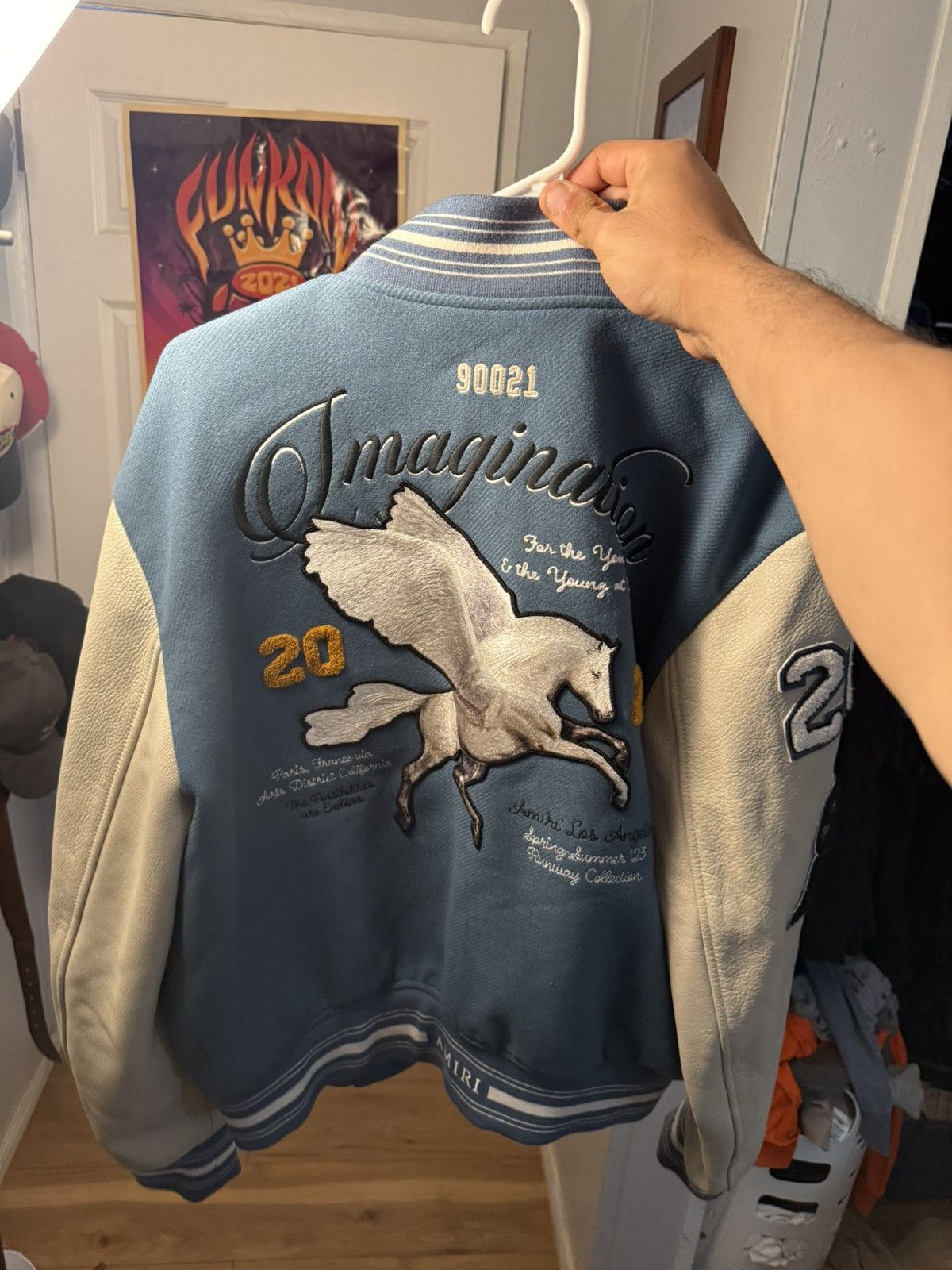 Amiri AMIRI Cherub Varsity Jacket Blue Ivory SS23 Pegasus Size 50 Size US M / EU 48-50 / 2 - 1 Thumbnail