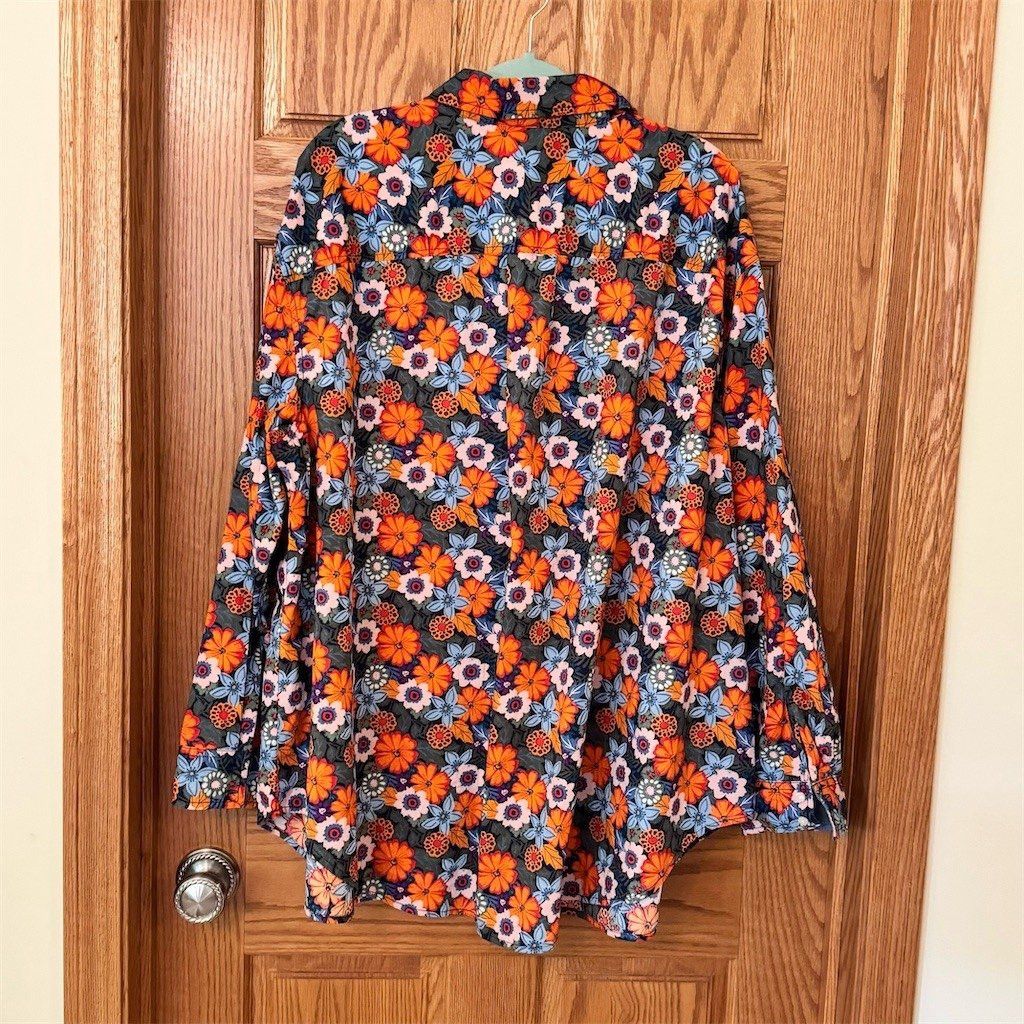 St. Johns Bay St. John's Bay Button-Up Shirt Womens 3XL Floral Blue Orang Size 3XL / US 20-22 - 3 Thumbnail