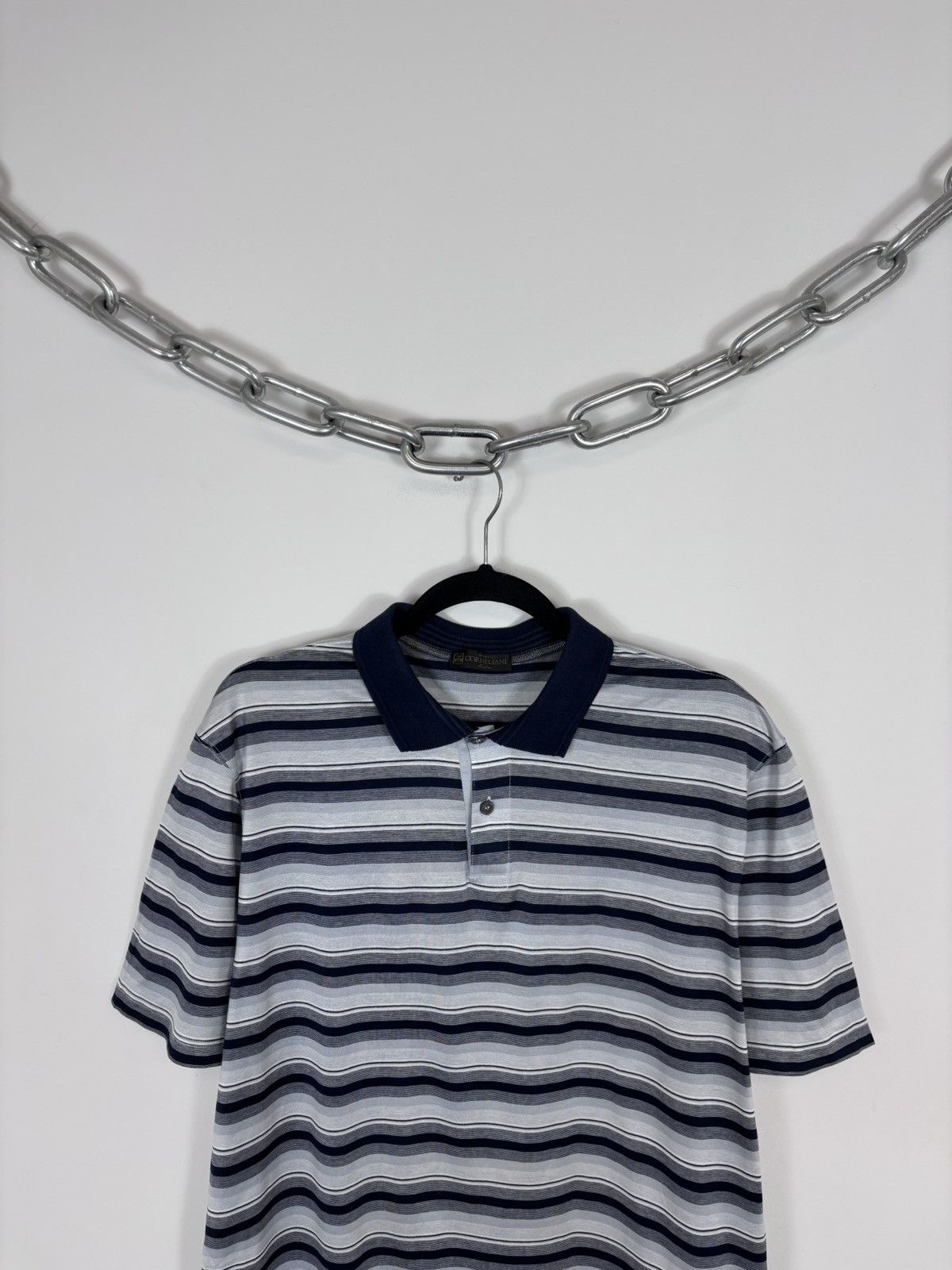 Corneliani Corneliani Men’s Multi Striped Short Sleeve Polo Shirt Size US XL / EU 56 / 4 - 2 Thumbnail
