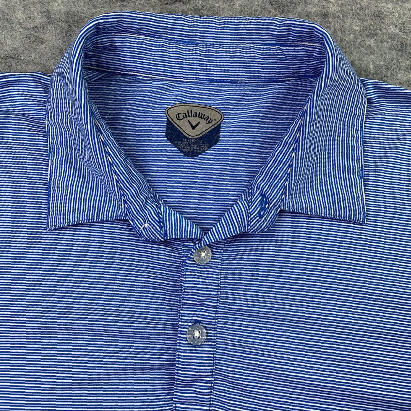 Callaway Callaway Shirt Mens XL Blue Striped Golf Polo Short Sleeve Stretch Size US XL / EU 56 / 4 - 3 Thumbnail