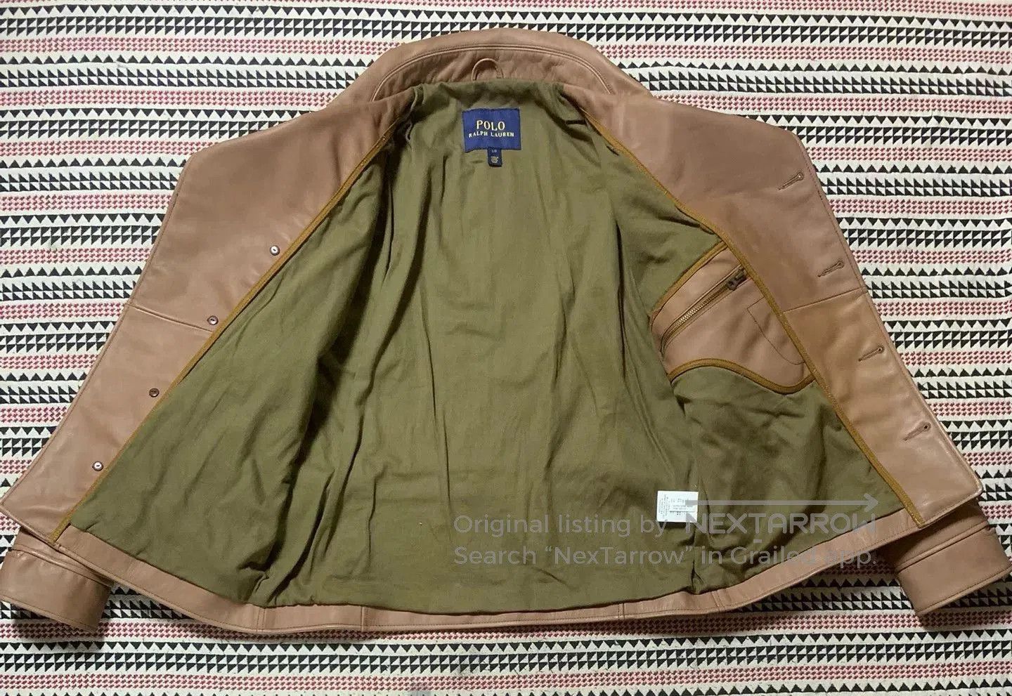 Polo Ralph Lauren beige leather motorcycle jacket by POLO. Size US L / EU 52-54 / 3 - 3 Thumbnail
